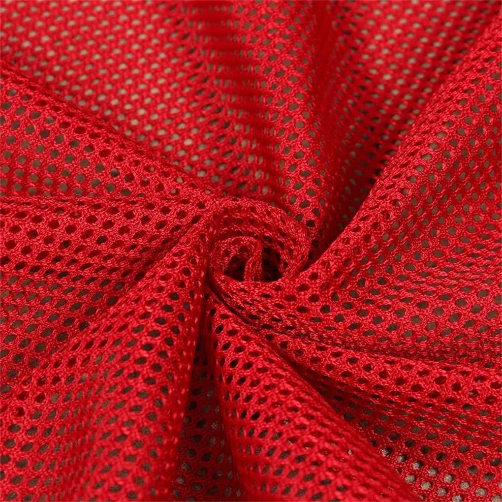 Tejido de malla elástica, Tela de malla Multicolor, 100cm x 150cm for silla, bolso, sombrilla, artesanías, pesca, costura, transpirable(Red)
