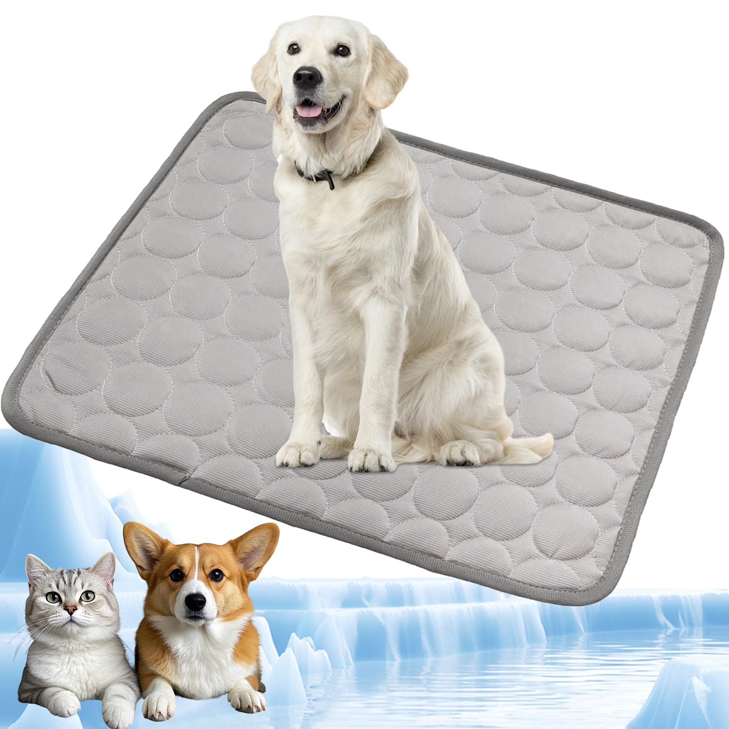 YXHZVON Alfombrilla Refrescante para Mascotas, Manta Refrigerante Perro, Cama Frio Animales Colchon Mascotas para Verano, 100 x 70 cm, XL, Gris