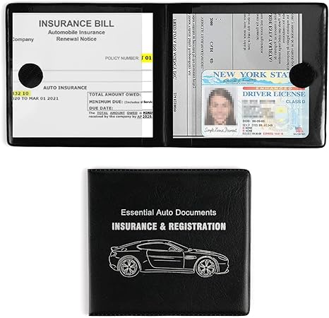 UYYE Car Registration and Insurance Card Holder, Vehicle Glove Box Car Organizer, Interior Car Accessories for Documents, Cards, License - 2 Pack