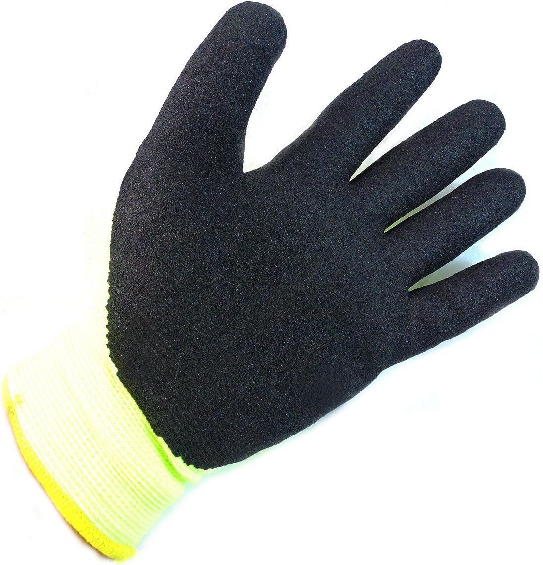 BGWANS-LM-11 Safety Winter Insulated Double Lining Rubber Coated Work Gloves, 12 Pairs/Pack (Extra Large, Hi-Vis Lime)