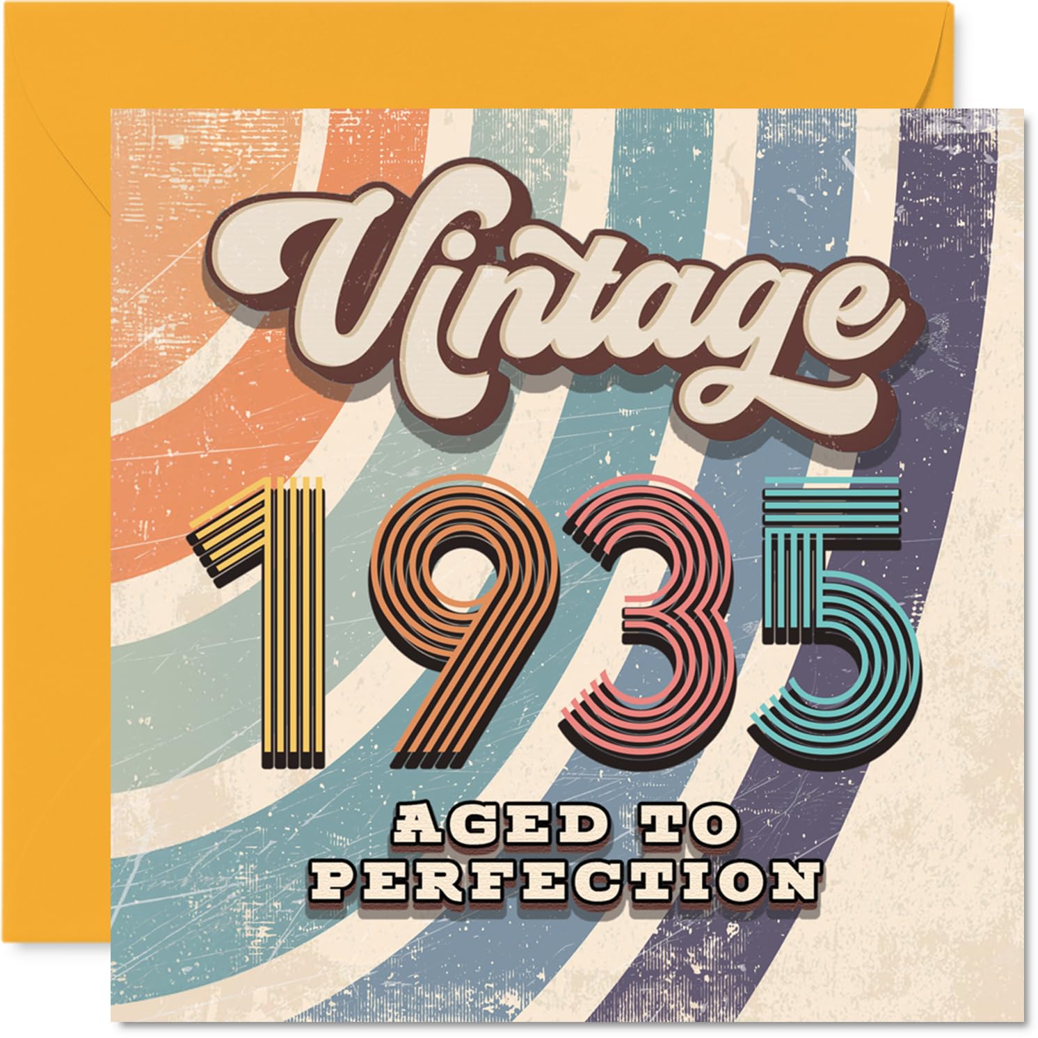 91st Birthday Card for Men Women - Vintage 1935 Aged To Perfection - Happy 91 Birthday Cards for Uncle Nanny Nan Husband Grandma Wife, 145mm Bday Greeting Cards