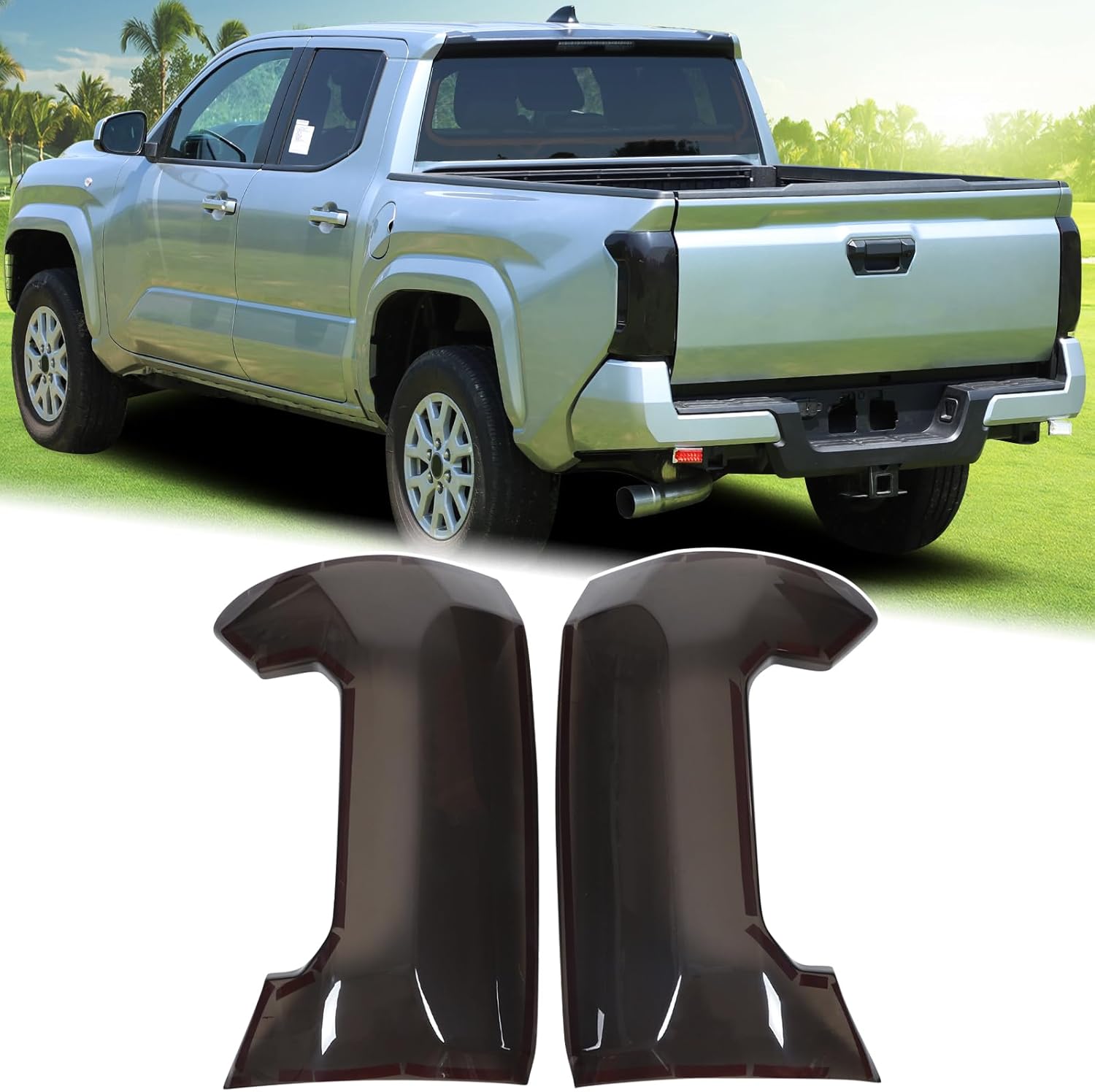 Aunginsy Tail Light Lamp Cover Compatible with Toyota Tacoma 2024-2026, Rear Taillight Lamp Cover Shell Shade Smoked Black Frame Bezels Trim Cover Rear Headlight Protection Cover Exterior Accessories