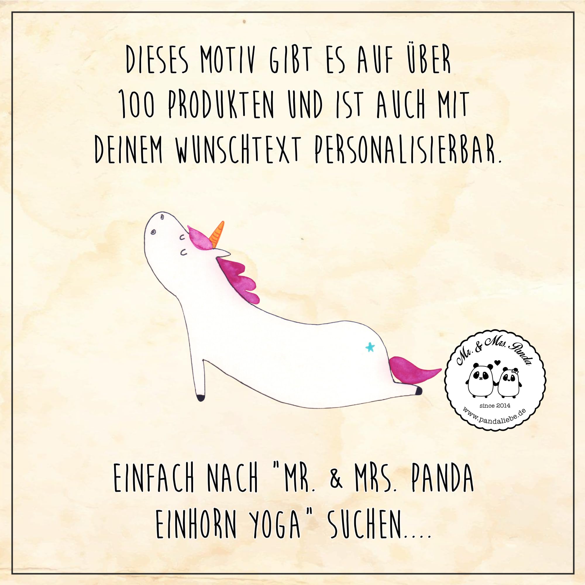 Mr. & Mrs. Panda Personalisierte Fußmatte Einhorn Yoga 40 x 60 cm - Geschenke, Sport, Unicorn, Fussmatte personalisiert, mit Namen, Name, personalisierbar, Einhörner, Süß, Lustig