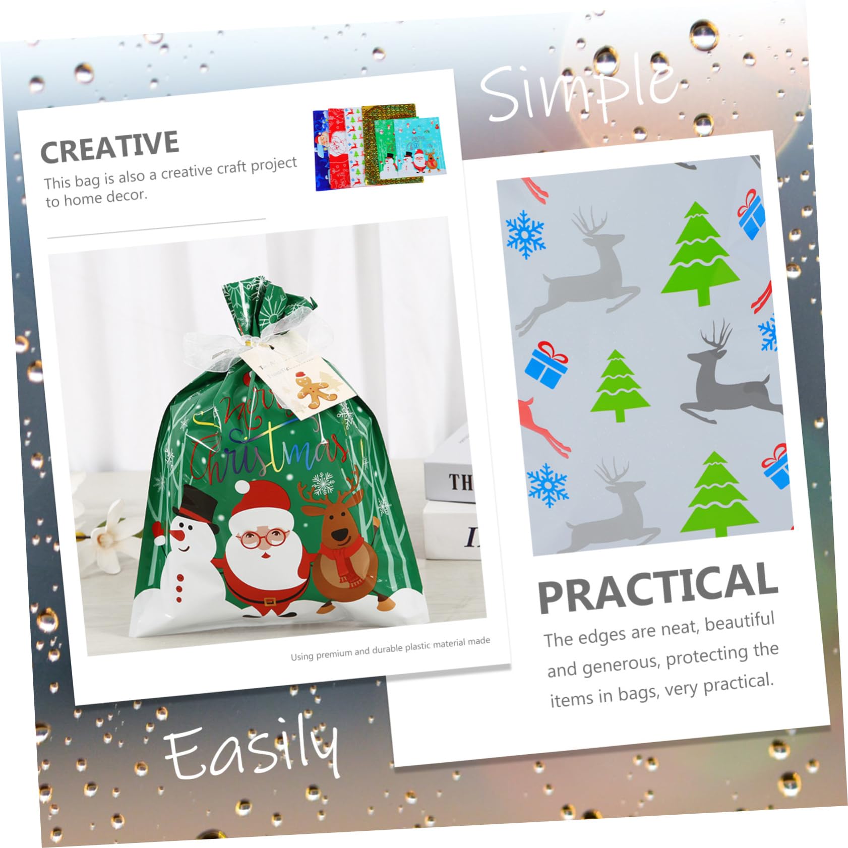 Beaupretty 3 Ensembles de Noël christmas bonbon noel confiserie noel de fête mini bonbons de pochette de noël pochette de s de feuille d'aluminium