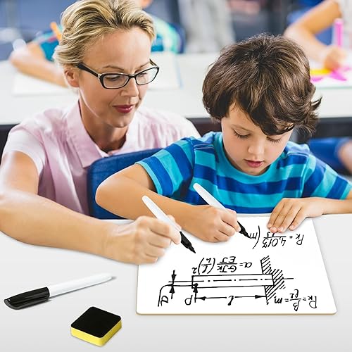 Miniatura 5 de Pizarras pequeñas de borrado en seco, pizarras blancas de aula para niños de 9 x 12 pulgadas, mini pizarras blancas personales para suministros de