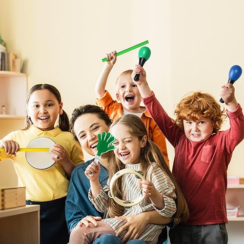 Miniatura 4 de 120 piezas de instrumentos musicales de aprendizaje de percusión de juguete incluye 24 agitadores de huevos de plástico, 24 martillos de arena de