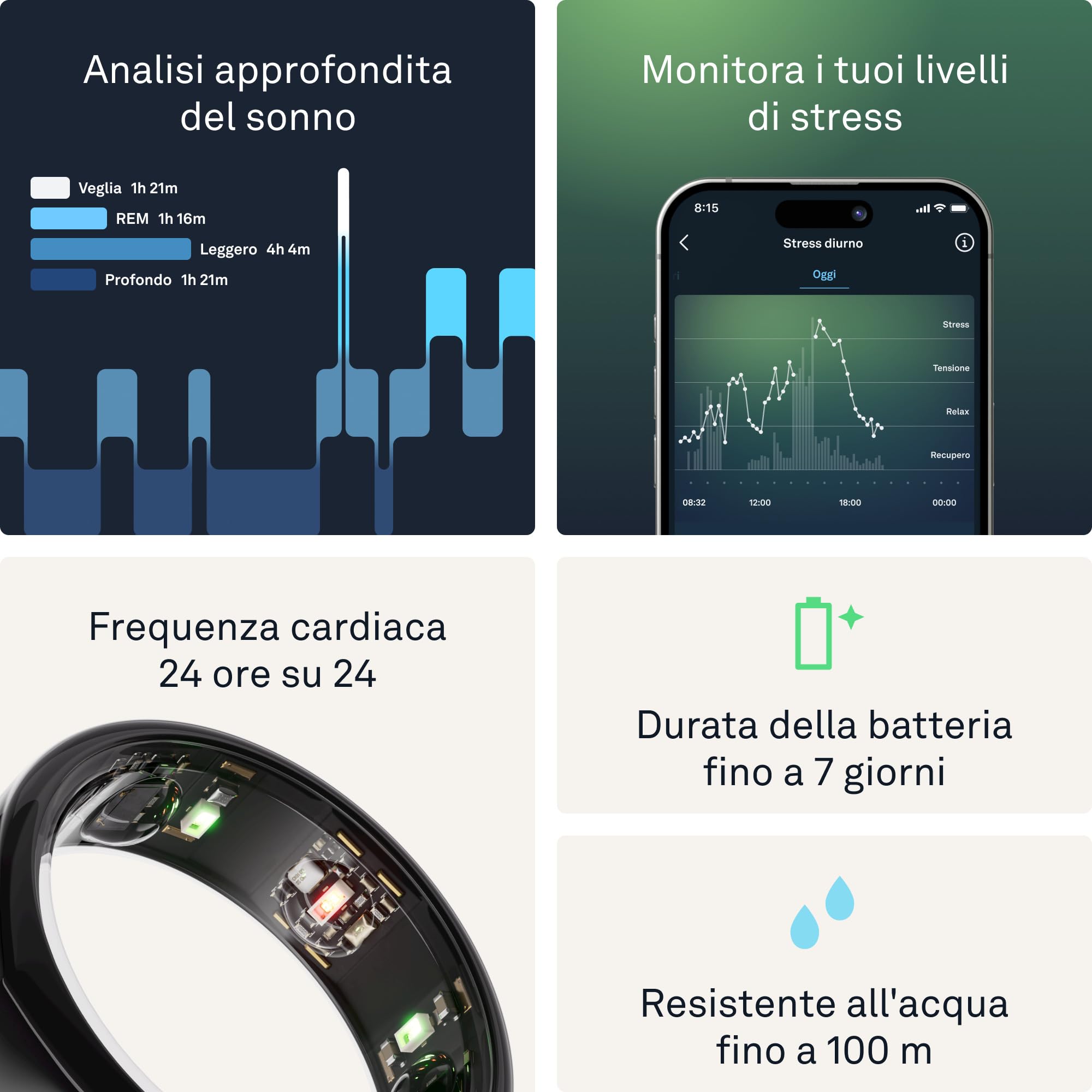 Oura Ring Gen3 Heritage - Misura 10, Black | Monitora sonno, frequenza cardiaca e fitness - Batteria fino a 7 giorni - Compatibile con iOS/Android - Provalo con il kit di misurazione Oura