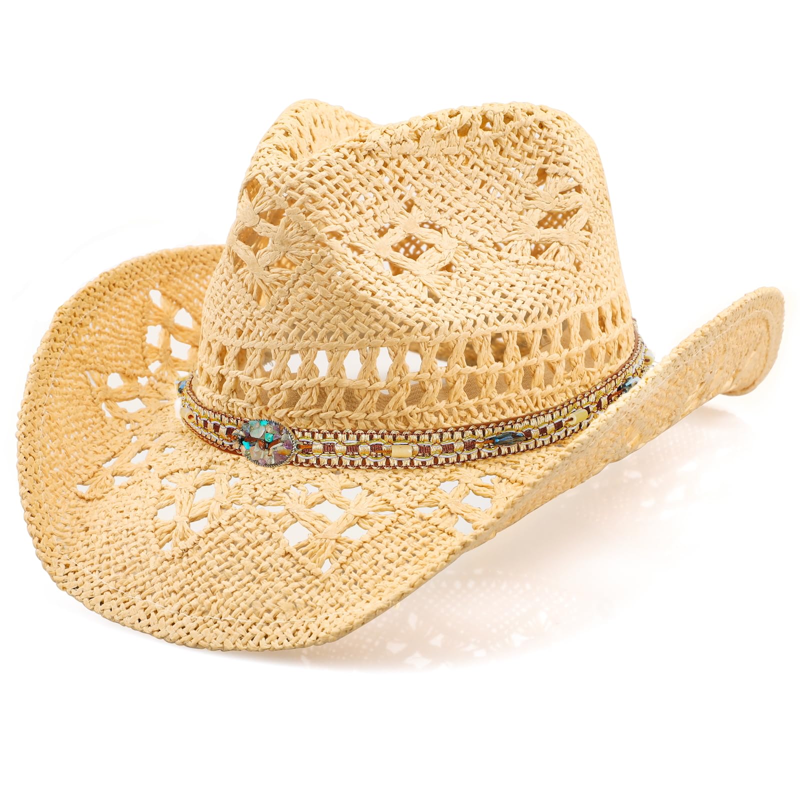 Sombrero de vaquero, sombrero de vaquera, sombreros de vaquero para mujeres/hombres, sombrero de vaquero de ala moldeable para mujer
