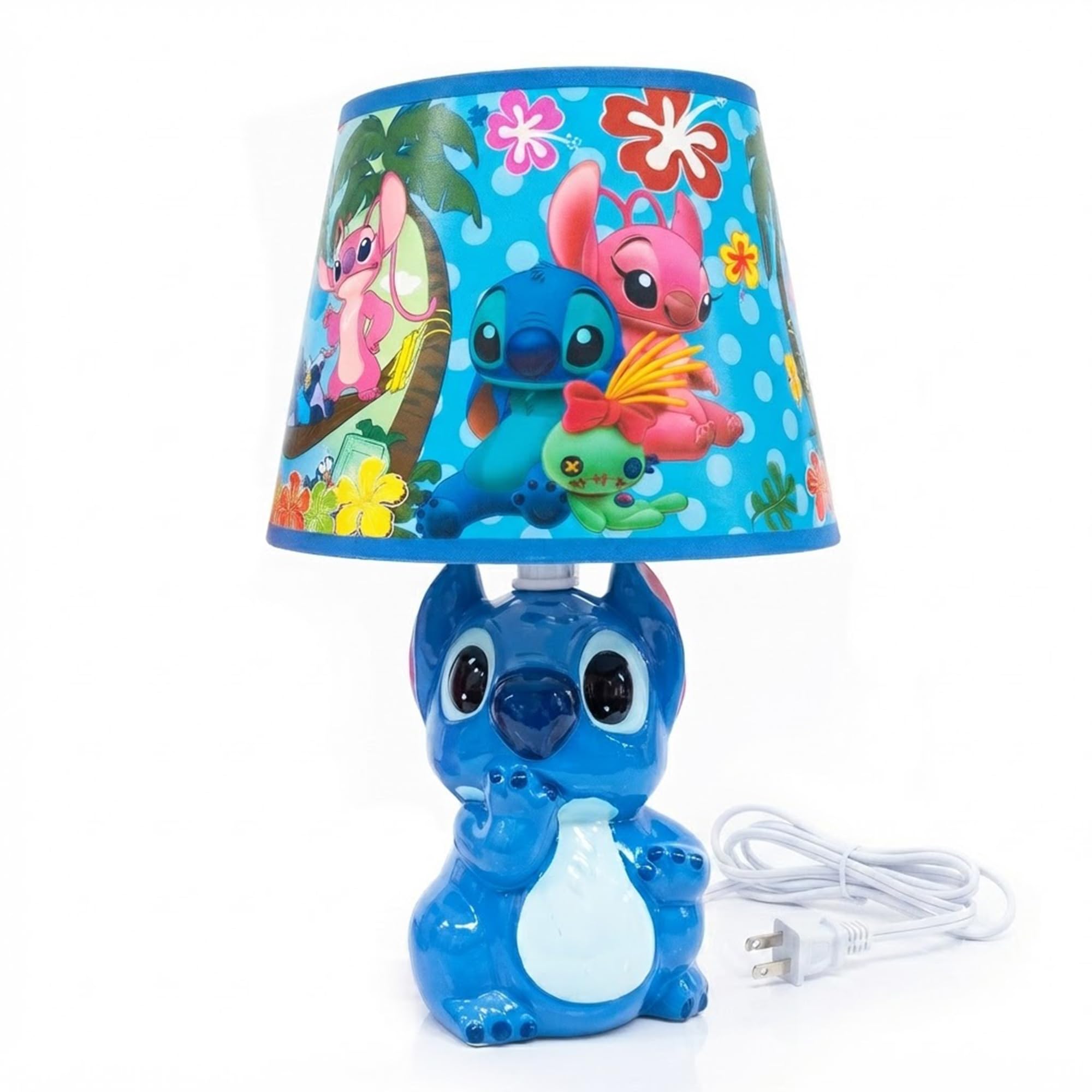 OBD Blue Cartoon Character Table Lamp with Colourful Printed Lampshade – Children's Bedside Night Light, Decorative Desk Lamp for Kids Bedroom, Nursery, Playroom, Baby Room, Home Décor & Gift