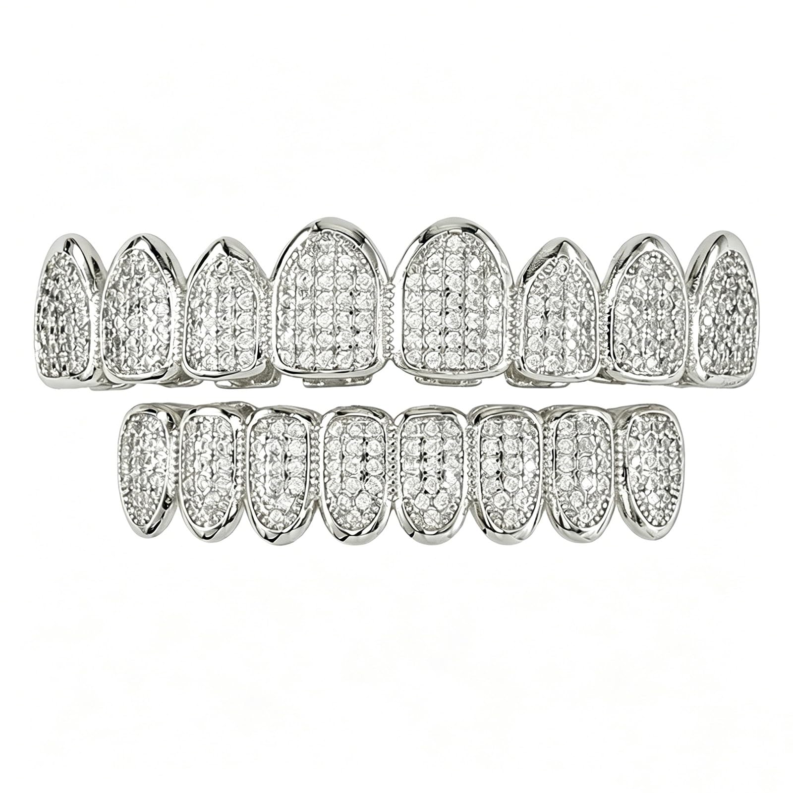 Grillz de 8 dientes hip hop con circonias microengastadas estilo vampiro 8