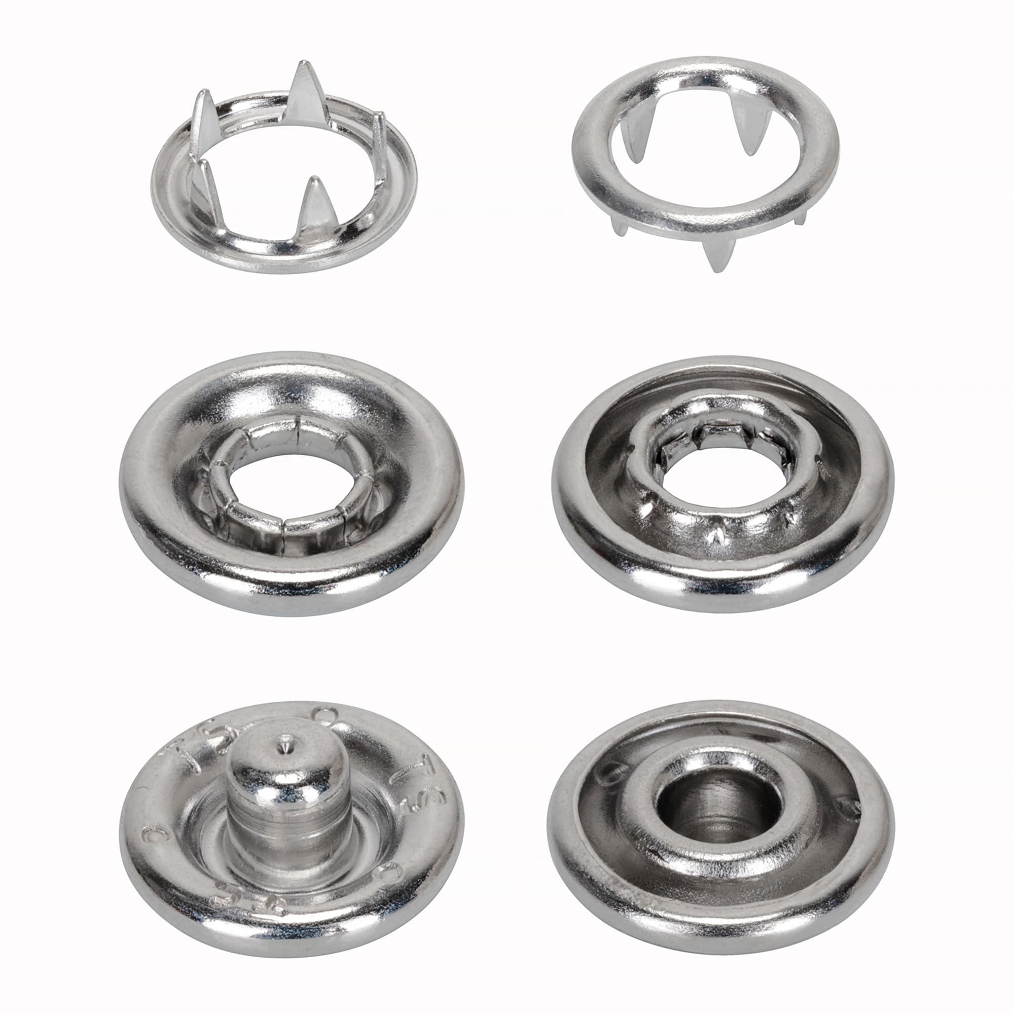 WedDecor Cierre a presión de 10 mm, broches de presión plateados, broches de latón sin níquel para manualidades, costura y tapicería, duraderos y resistentes al óxido, 500 unidades