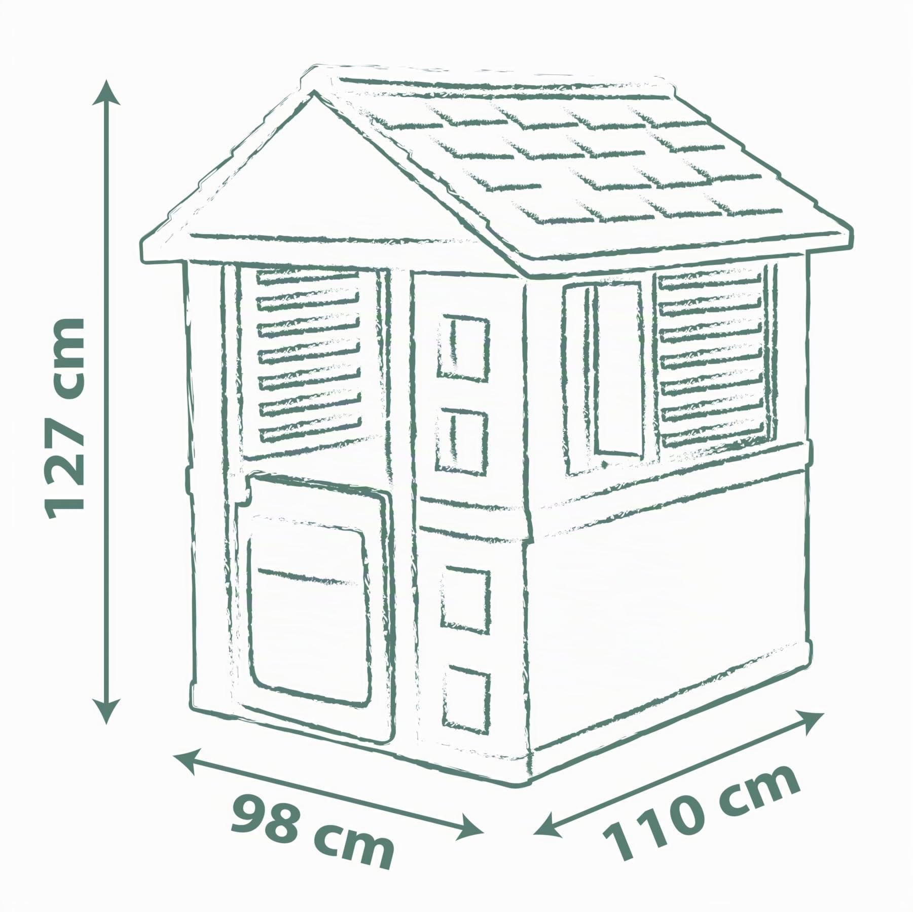 Smoby Life Casa de Juegos Jolie - Resistente a los Rayos UV - Plástico Reciclado 59% - Ideal para Jardín o Terraza - con Puerta Baja y Ventanas con Listones - A Partir de 2 Años (7600810737)