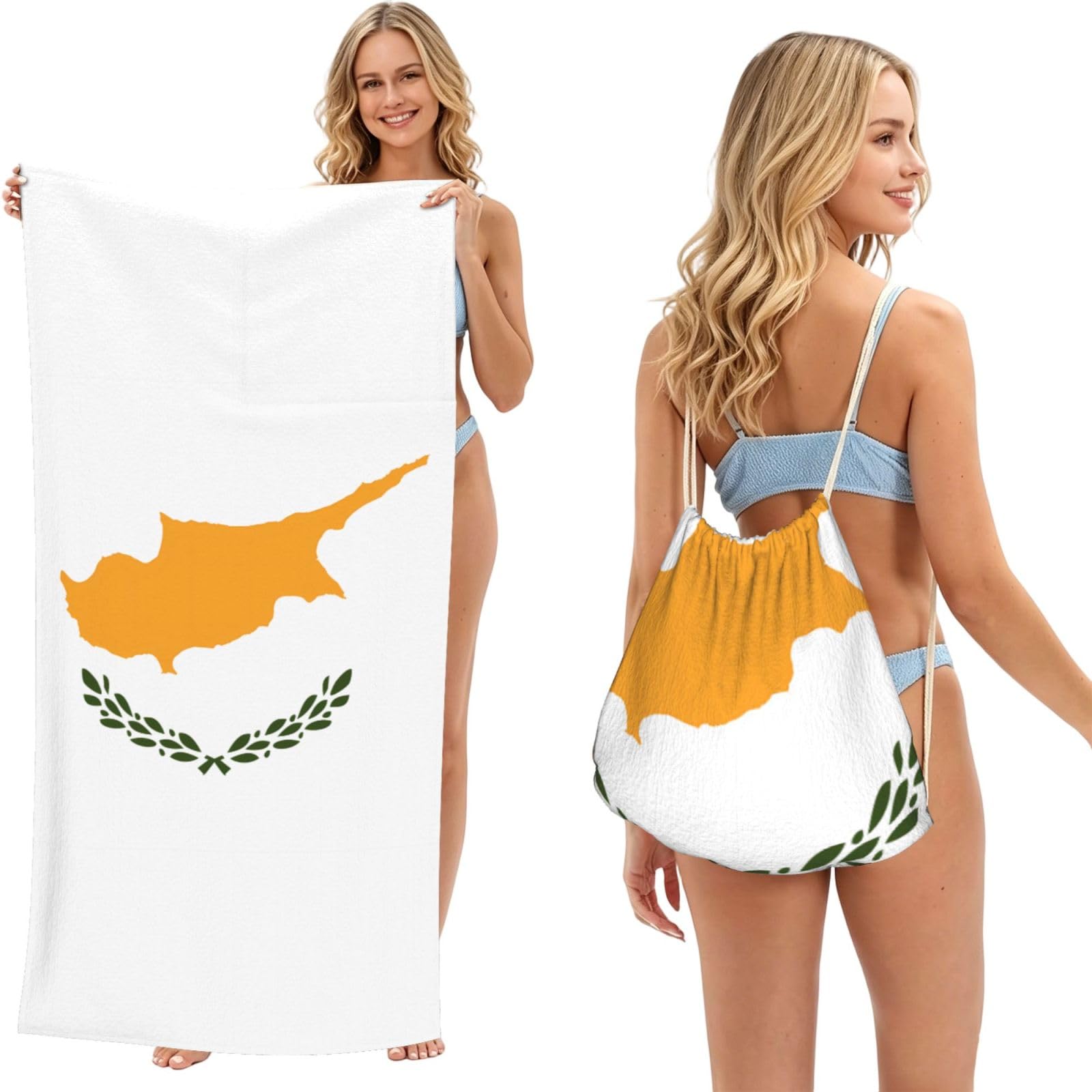 SXZVVBN Flag of Cyprus 2-in-1 Beach Towel Bag, Quick Dry Sand Free Travel Towel Backpack for Adults