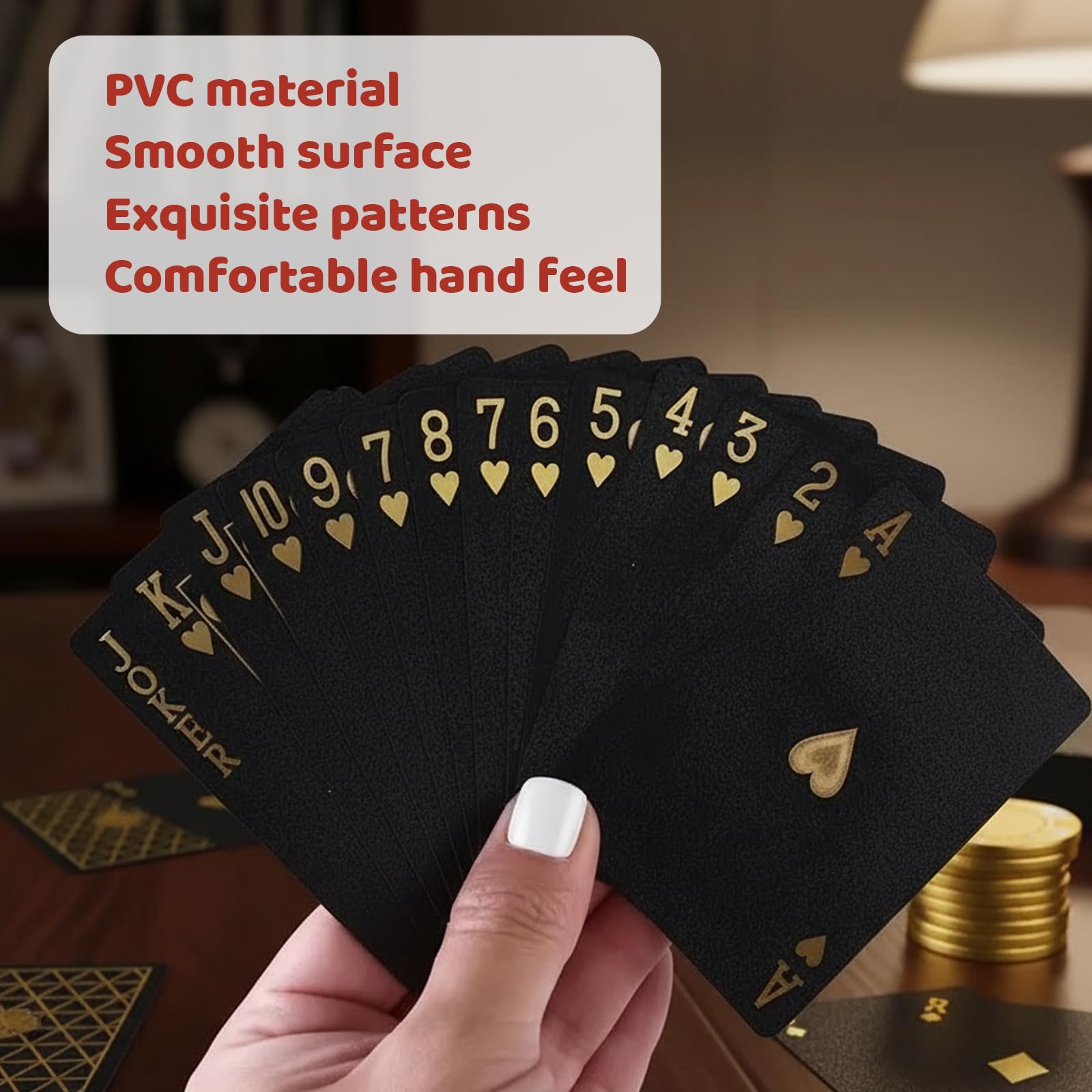 JORcadis 2Pcs Playing Cards, Gold Foil Silver Plastic Poker Cards - Image 3