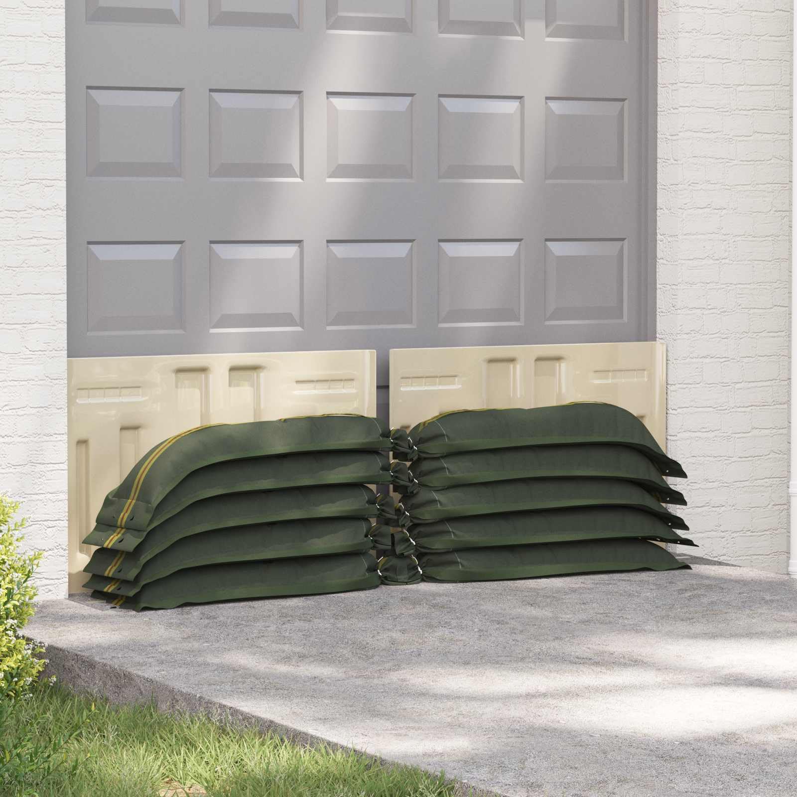 Sandsäcke 100 Stück Dunkelgrün 120 x 27 cm HDPE für Außenbereich, stabile Erosionskontrolle, Barrieren, Gewichtsstabilisierung, langlebig, robuste, stapelbar, mit Tragegriffen, UV-geschützt