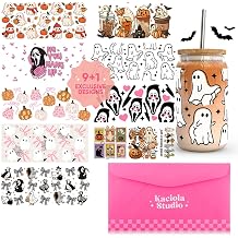 9 Sheets UV DTF Cup Wraps Halloween Transfer Stickers for 16oz Glasses