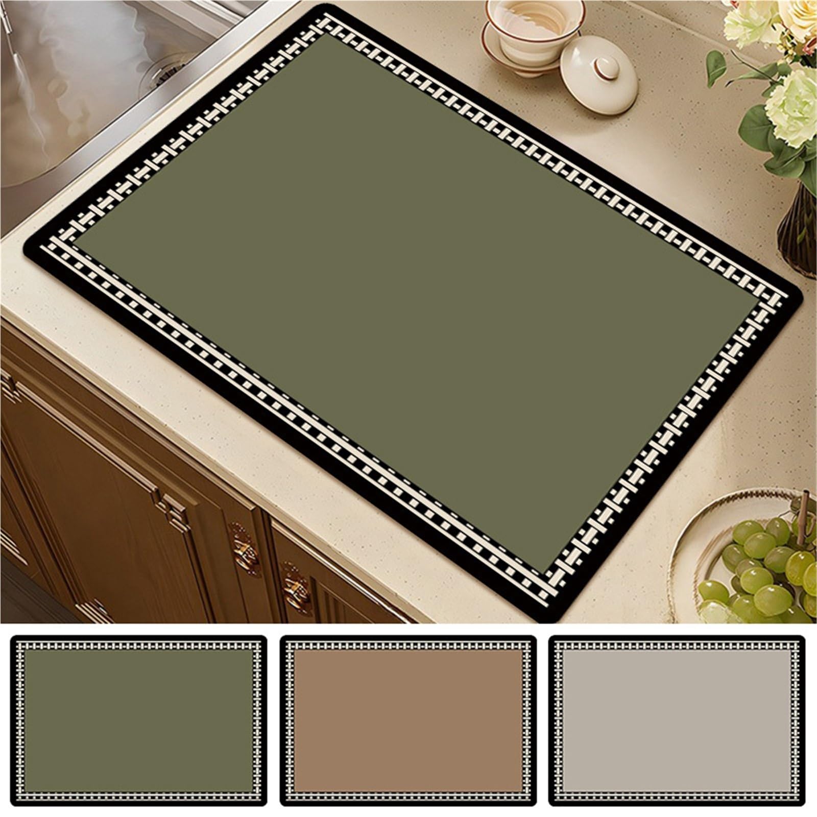 Alfombrilla Para Café Bar Tapete de secado for tazas de café, tapete de drenaje absorbente for cocina, tapete for encimera de cocina, almohadilla de vajilla for Bar y café, 2 uds.(Brown,30x50cm)