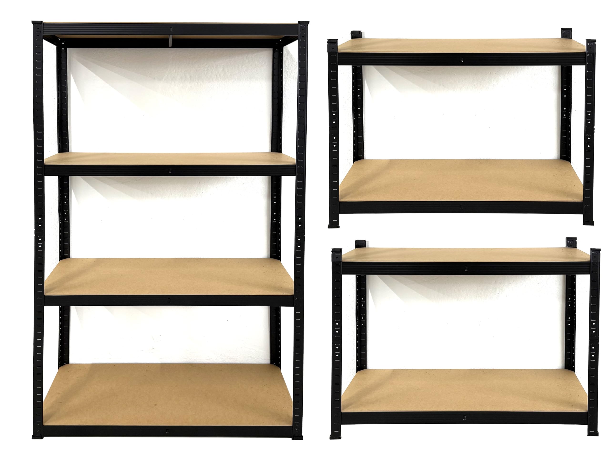 QUICK STAR Lagerregal, 90x40x180cm, 4 MDF Böden, 175kg pro Boden, Stahl Schwarz