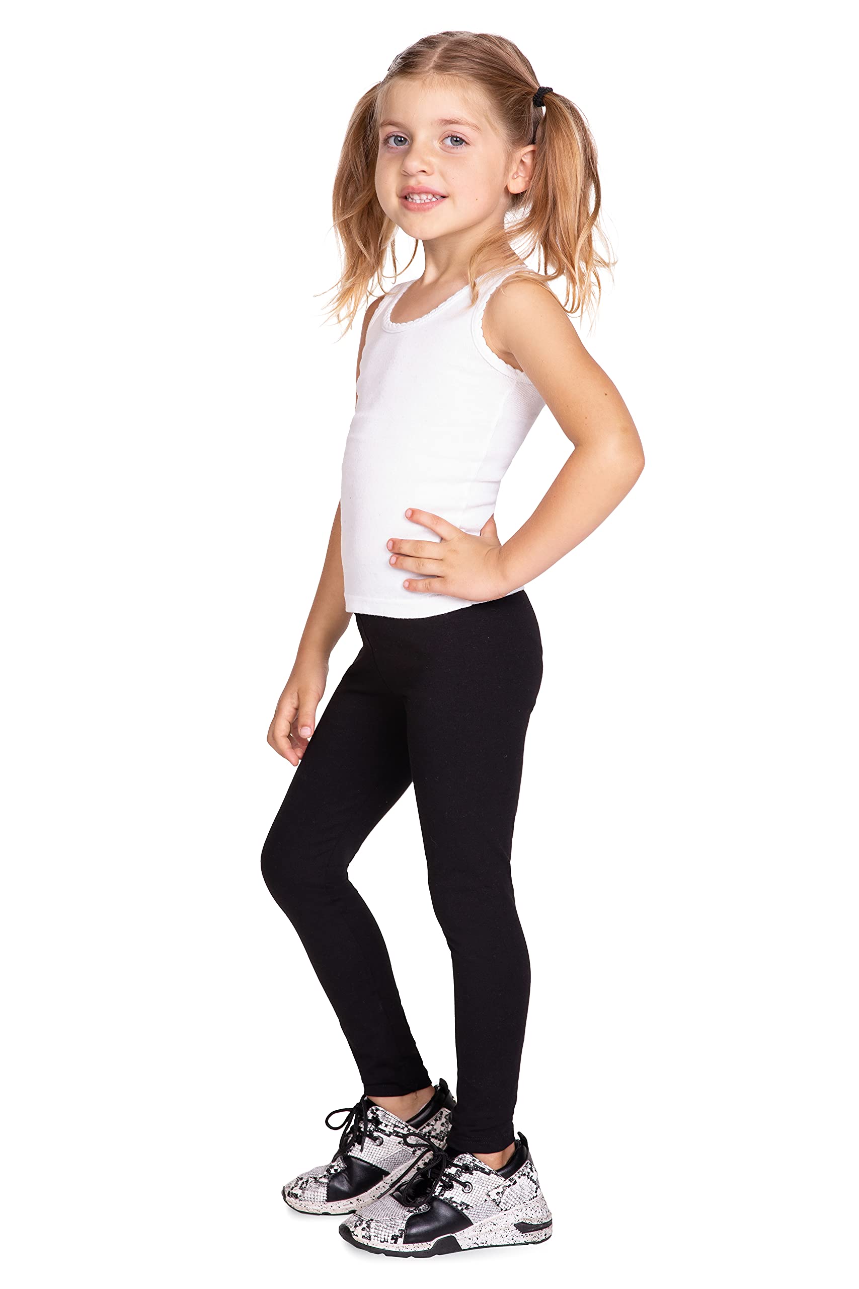 looksy Leggings per Ragazze Tessuto di Cotone Traspirante Lunghezza alla Caviglia Colori Classici Vivaci Tinta Unita Abbigliamento Sportivo per Bambini Taglie per la Danza Scolastica 3-13 Anni