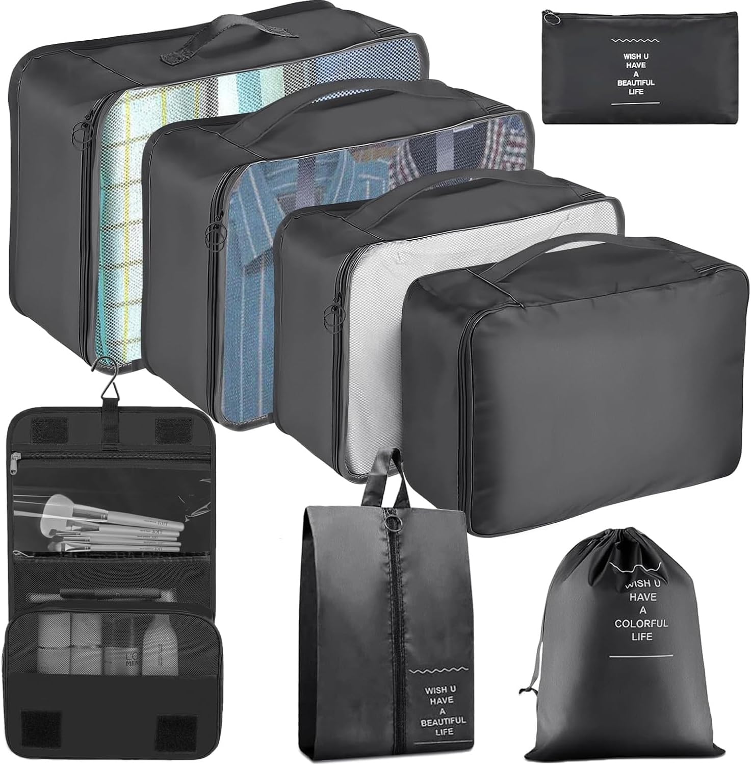 Amazon.com: Packing Cubes for Travel, 8 Set Packing Cubes for Suitcase ...