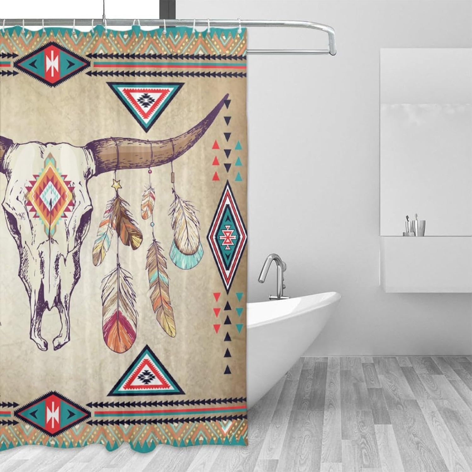 Aztec Shower Curtain Vintage Tribal Navajo Ethnic Southwestern Native Style Print Shower Curtain for Bathroom Decor Fabric Waterproof Upholstery Hook 66x72in