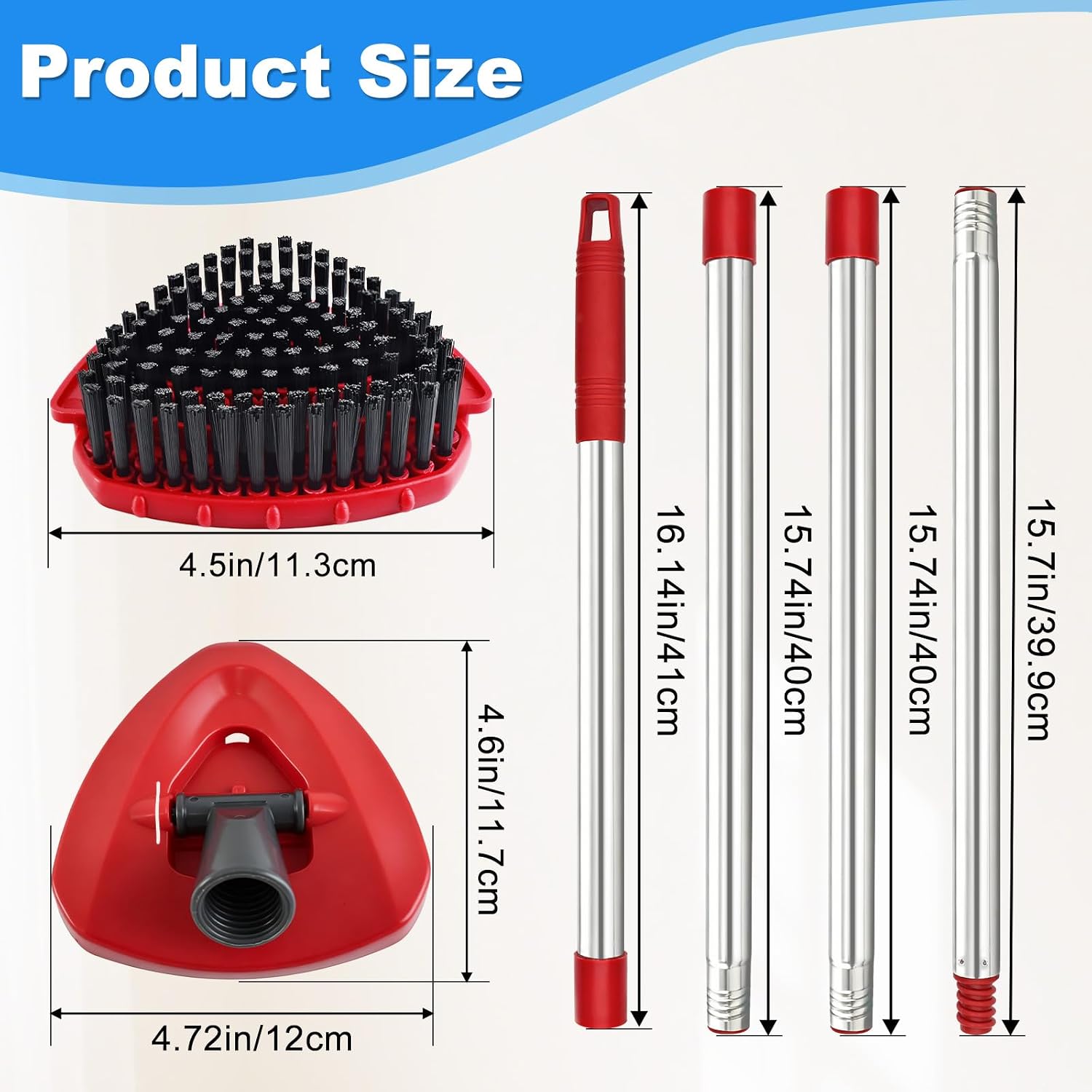 Spin Mop Handle Scrub Brush and Mop Base Set for O-Cedar RinseClean 2 Tank