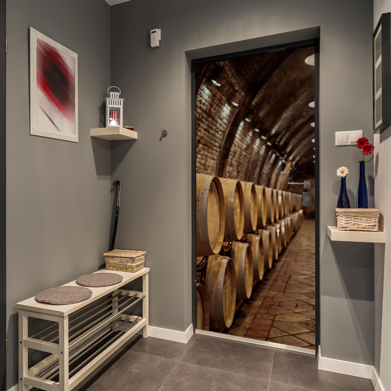 Alwayspon Adhesivo mural autoadhesivo para puerta de bodega de vino de 200 x 76 cm, vinilo para despegar y pegar, calcomanías impermeables y extraíbles para decoración de pared de dormitorio, hogar