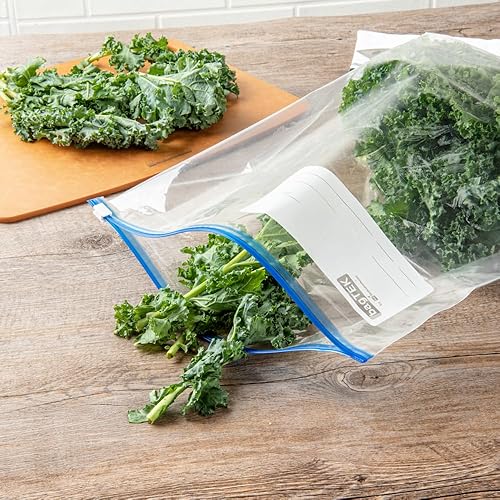 Vista 32 de Restaurantware -Bag Tek - Bolsas deslizantes para congelador de 1 galón, 25 bolsas desechables con cremallera - Cremallera deslizante, fondo