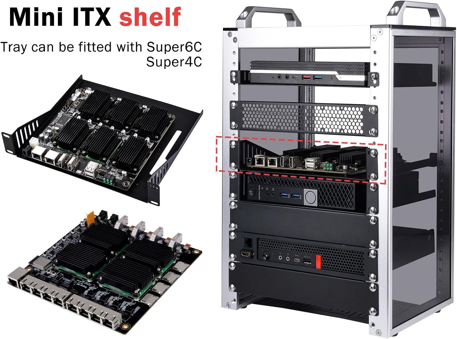 Mini ITX Shelf with Super6C motherboard mounted