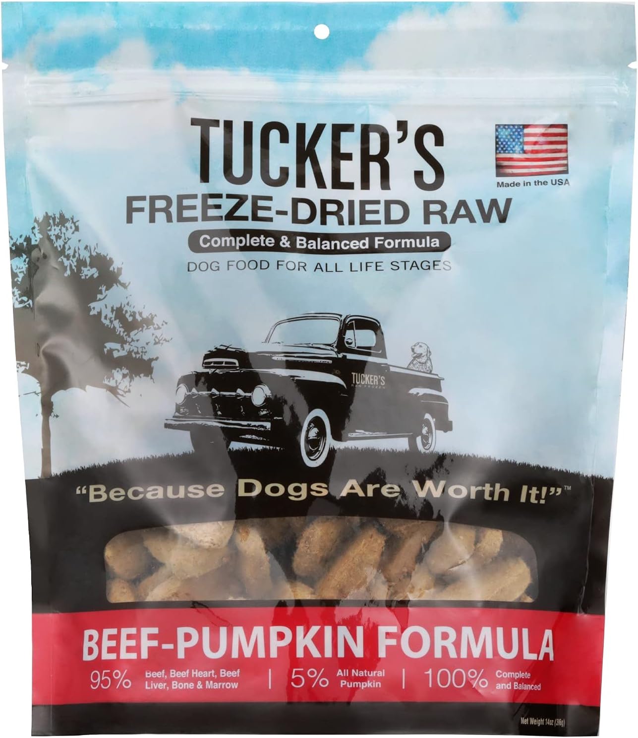 Tucker's Raw Frozen Freeze Dried Raw Dog Food, Beef & Pumpkin Formula 14oz