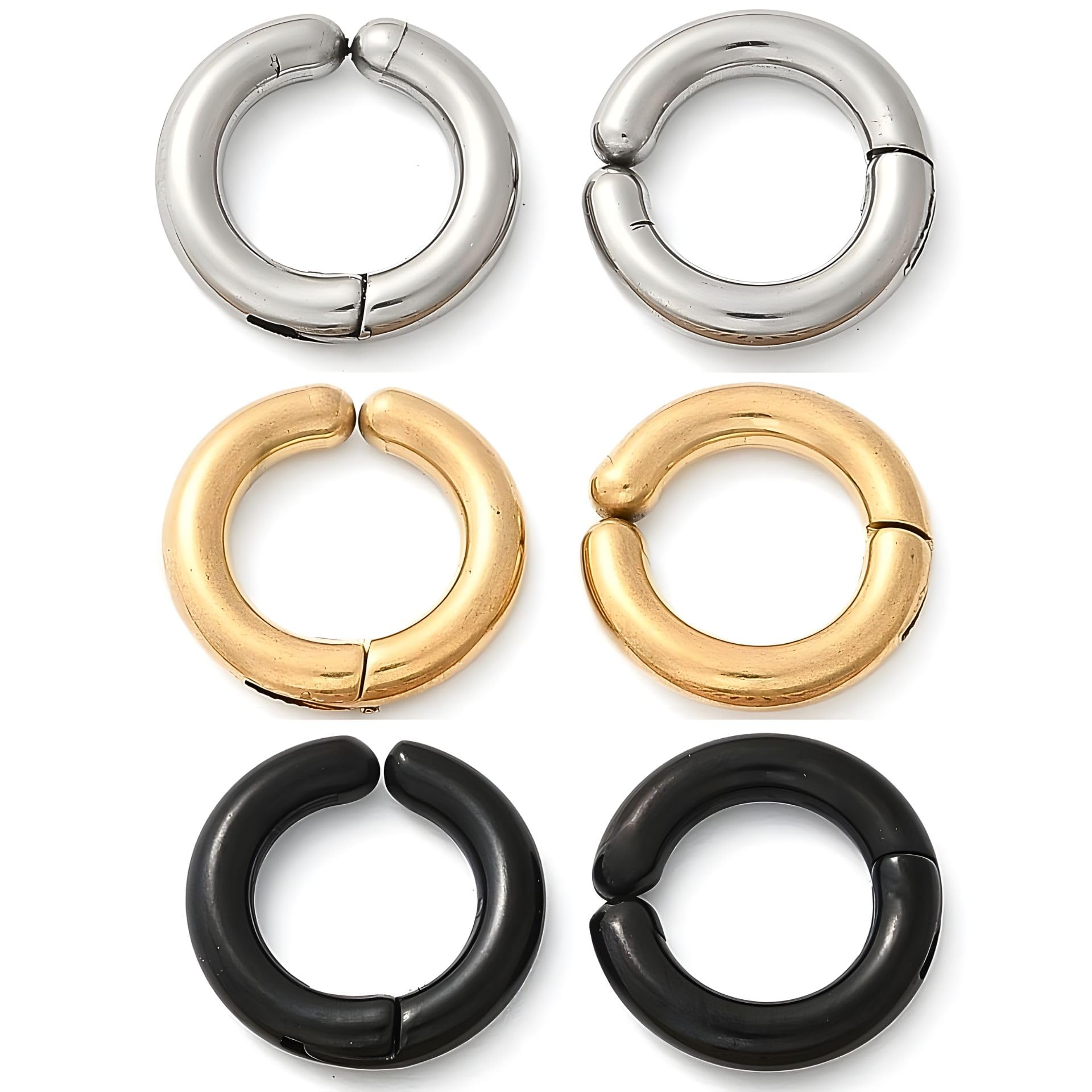 via mazzini No-Tarnish No-Rusting No-Piercing Required 'ZeroPierce Urban Halo' 13mm Clip-On Hoop Earrings Combo For Men, Women, Girls And Boys (ER2288) 3 Pairs-picture-11