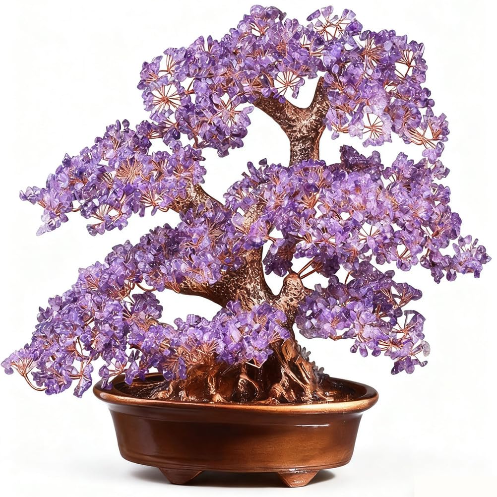 Czakra Kryształowe drzewko pieniędzy Uzdrowienie Reiki Kryształowy kamień szlachetny Bonsai Feng Shui Ozdoba na boże narodzenie w domu Wystrój Bogactwo Powodzenia Prezent dla,Purple