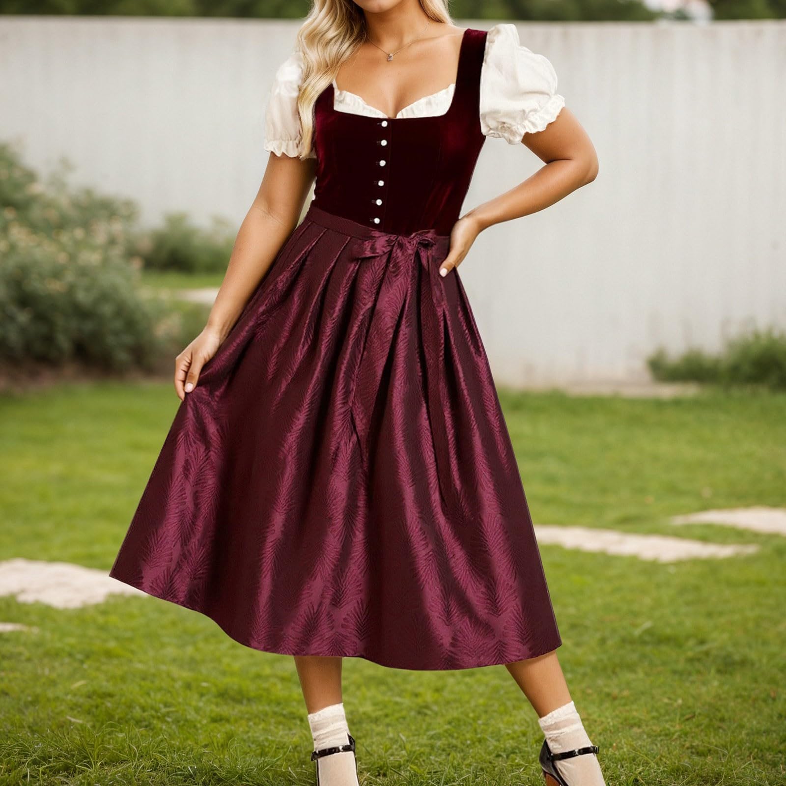 Dirndl Trachtenrock Damen Trachtenkleid Trachtenkleider Ohne Schürze Oktoberfest Damenkleid Dirndl Midi Damen Trachtenkleid Gelb Trachten Traditionelles Oktoberfest Kleid Dirndel Trachtenrock