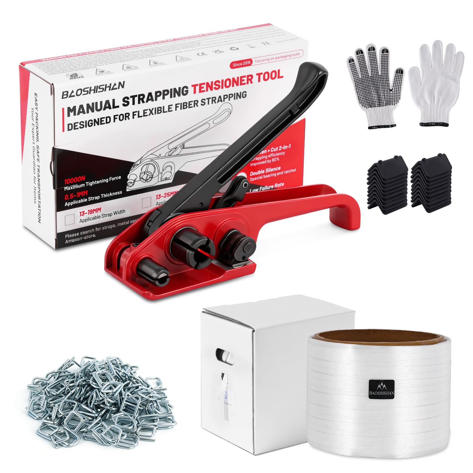 Kit De Cerclage Palette - Outils Manuel 13-19mm Avec 250m Sangle Polyester + 100 Boucles, Emballage Robuste