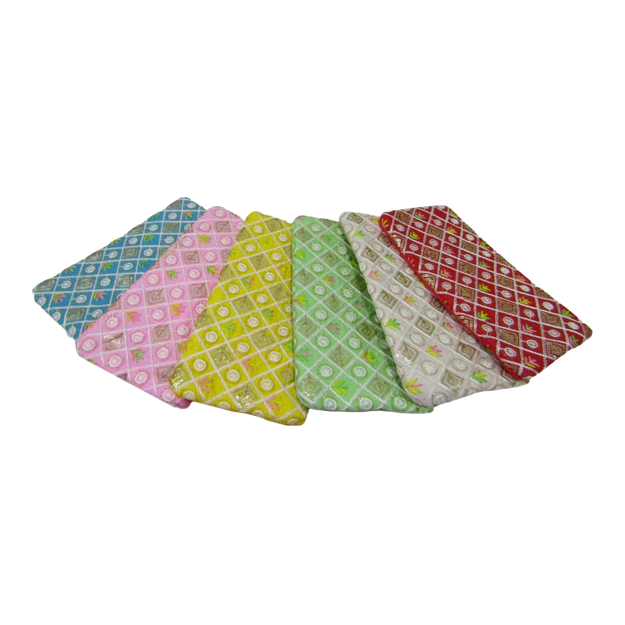 Purple Pink Embroidery Potli Pouches With Zipper For Ladies in Bulk for Bridal Giveaways Ladies Baby Shower Shagun Purse Gifting Mehandi,Haldi Wedding Return Gift for Women Wholesale (Pack Of 12 Pcs)