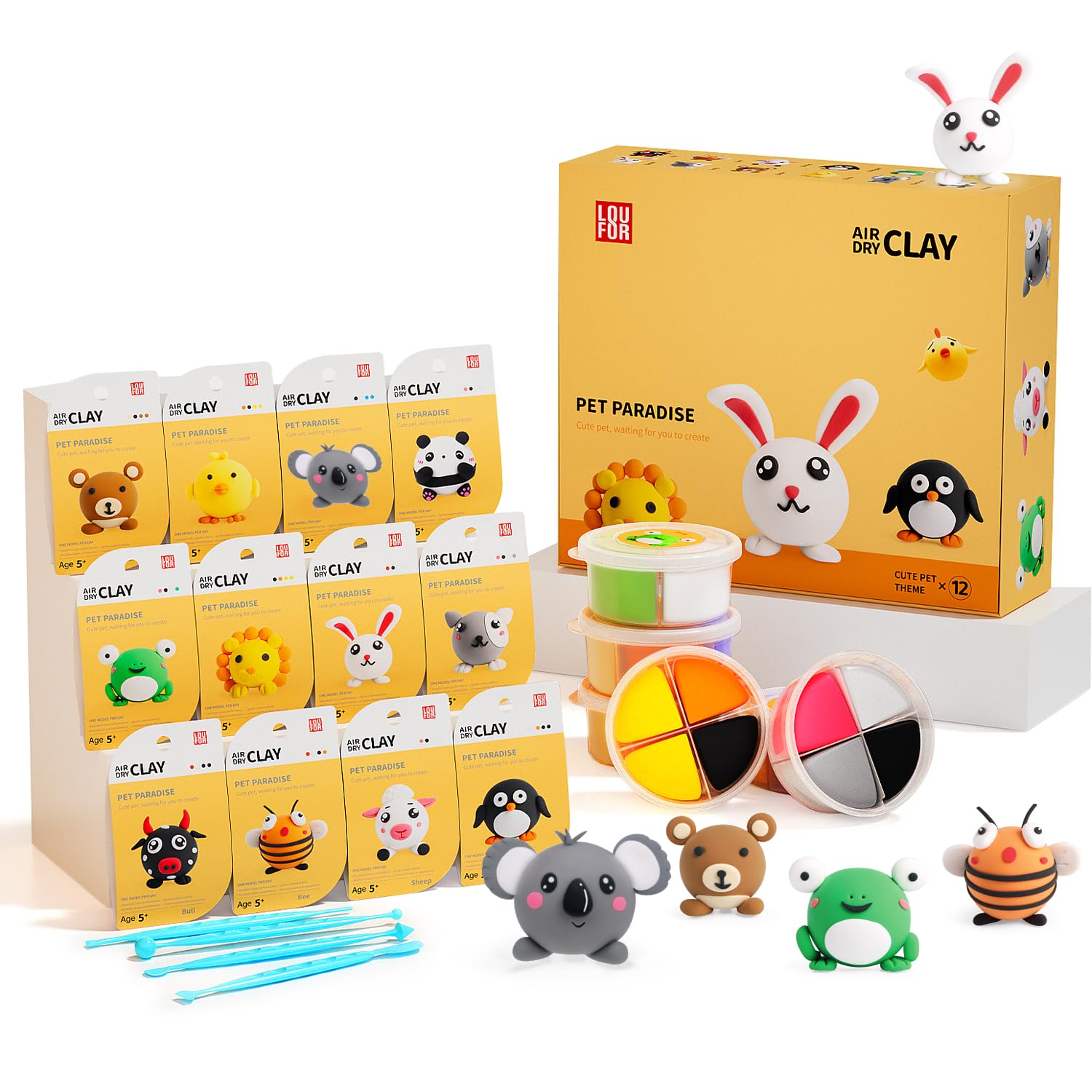 Air Dry Clay Kits - Modeling Clay for Kids, Ultra Light & Soft, Safe & Non-Toxic, DIY Air Dry Clays Kit with Sculpting Tools and Tutorials, Creatible Art Crafts Toys Gifts for Boys Girls