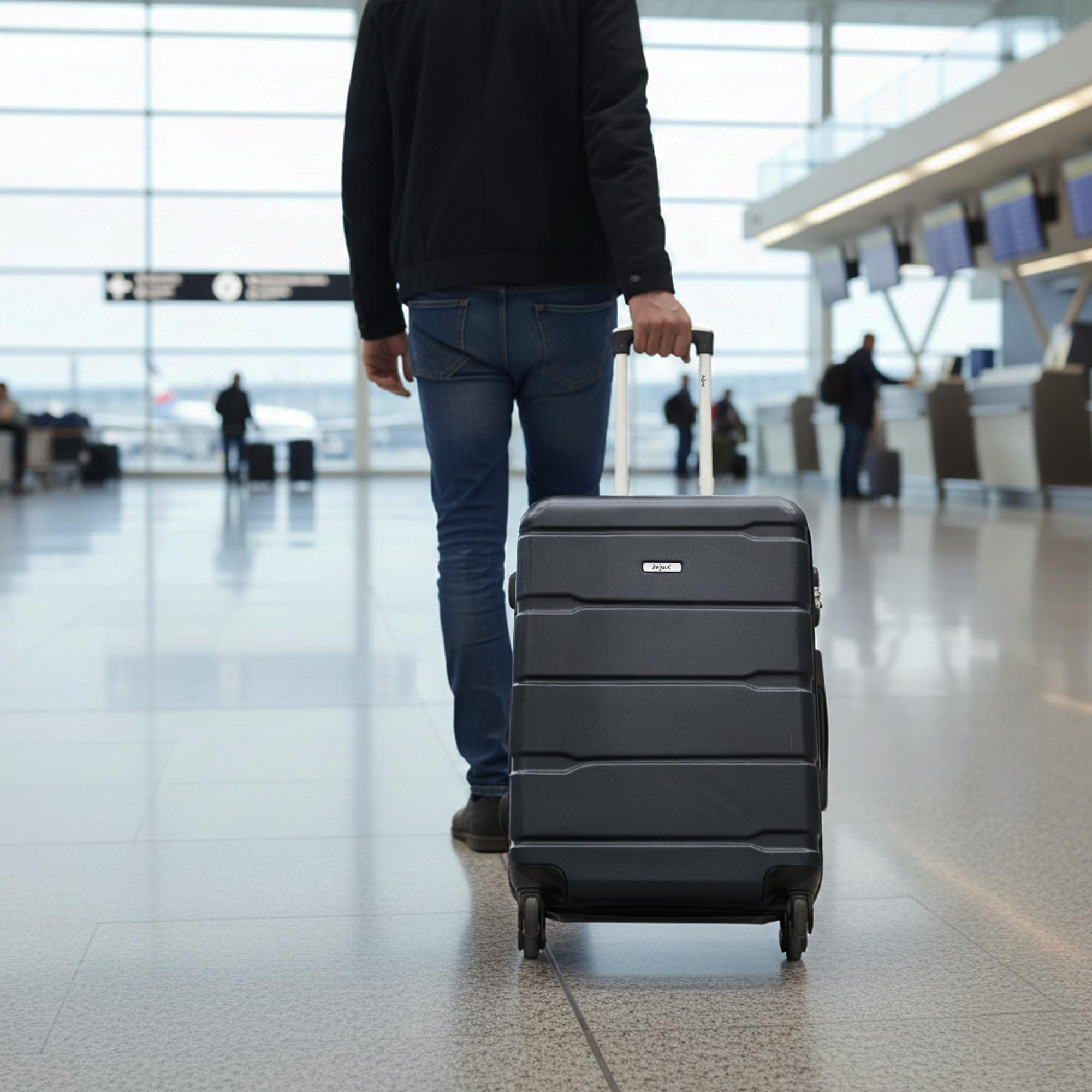Zelsius Koffer Set 4 Stück, Anthrazit | ABS Hartschalenkoffer mit Zahlenschloss, 4 Rollen und Innen Trennwand | Hartschalenkoffer Set 4 teilig, Trolley, Koffer Groß, Luggage Set, Handgepäckkoffer