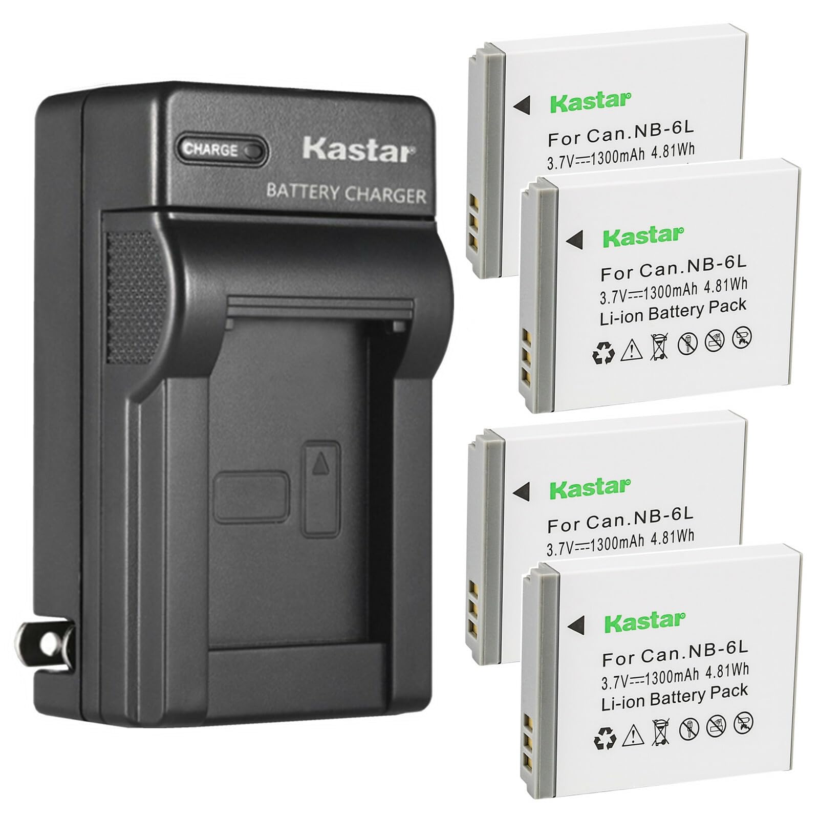 Kastar 4-Pack NP-6L Battery and AC Wall Charger Replacement for Minolta MND20 44 MP / 2.7K, Minolta MND23 48MP Auto Focus 4K Ultra HD Selfie, Minolta
