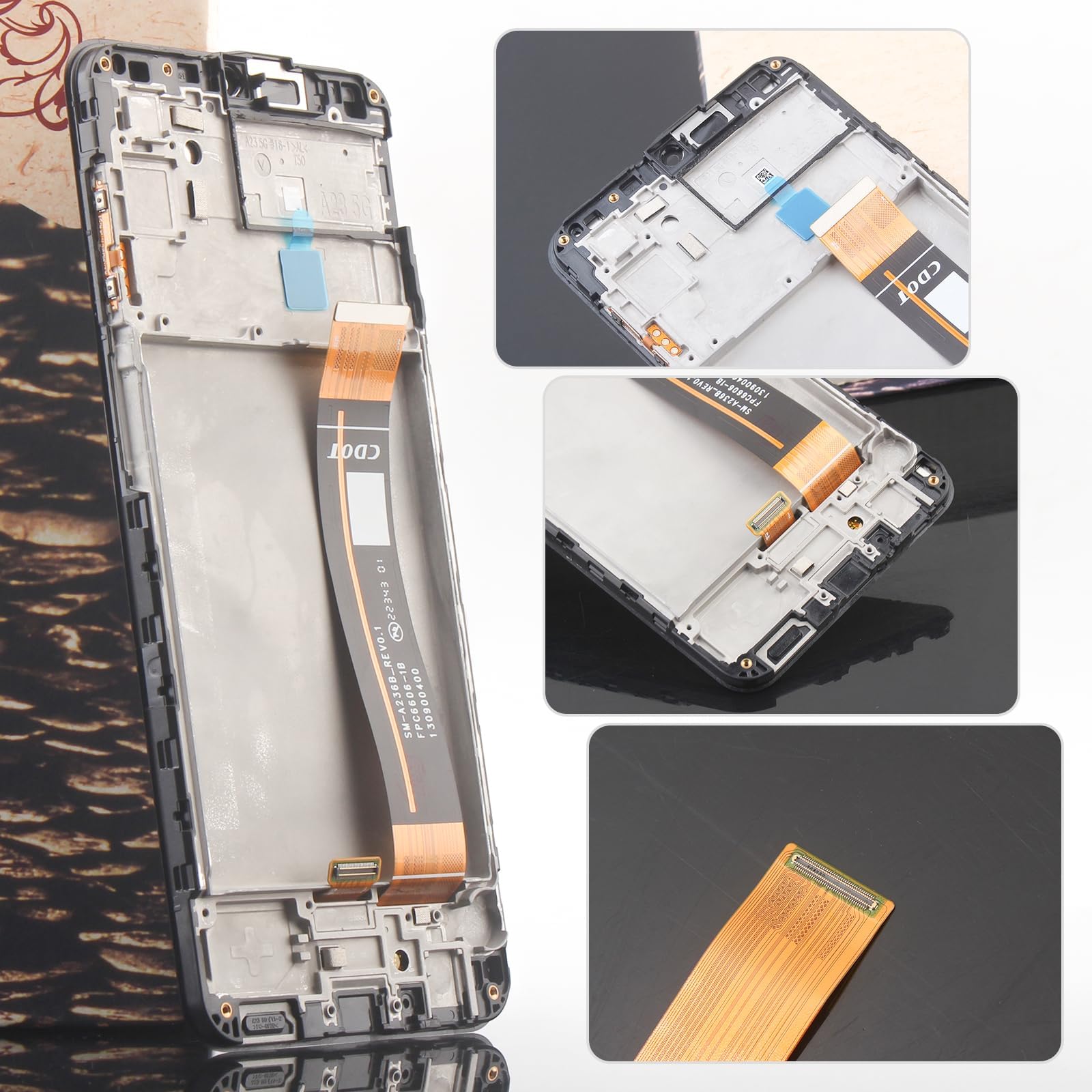 6.6" Noir Kit Écran LCD avec Châssis pour Samsung Galaxy A23 5G SM-A236B SM-A236B/DS SM-A236U Écran Complet Tactile LCD Display de Rechange avec Film de Protection D'écran et Outils