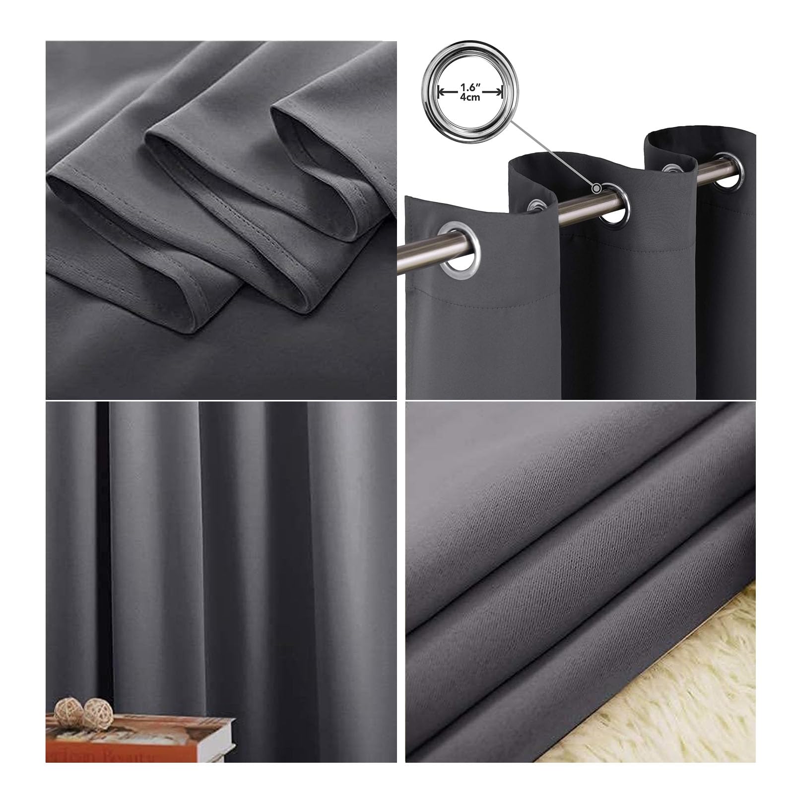 Thermovorhang Kälteschutz 220 x 110 cm mit Ösen Wohnzimmer Curtains Einfache Montage in Nur 1 Minute Ohne Bohren für Türen, Badezimmer Und Toiletten, Grau