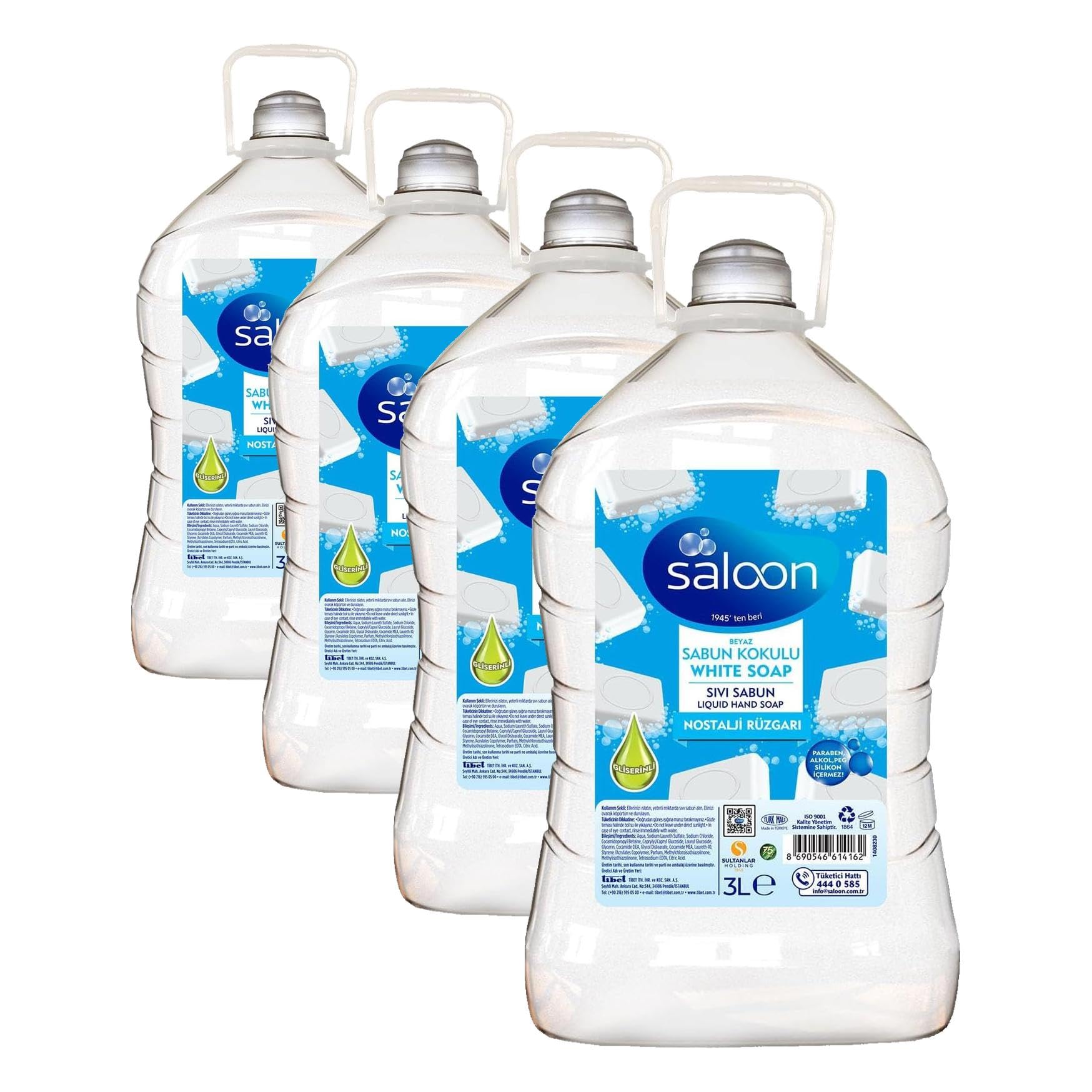 SALOON Sivi Sabun Beyaz Sabun Kokulu 3 L (4 paketi)