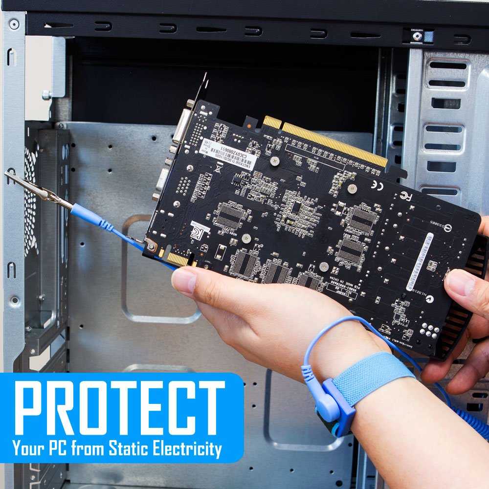 Kingwin Anti Static Wrist Strap Blue, Adjustable ESD Wrist Band Fits