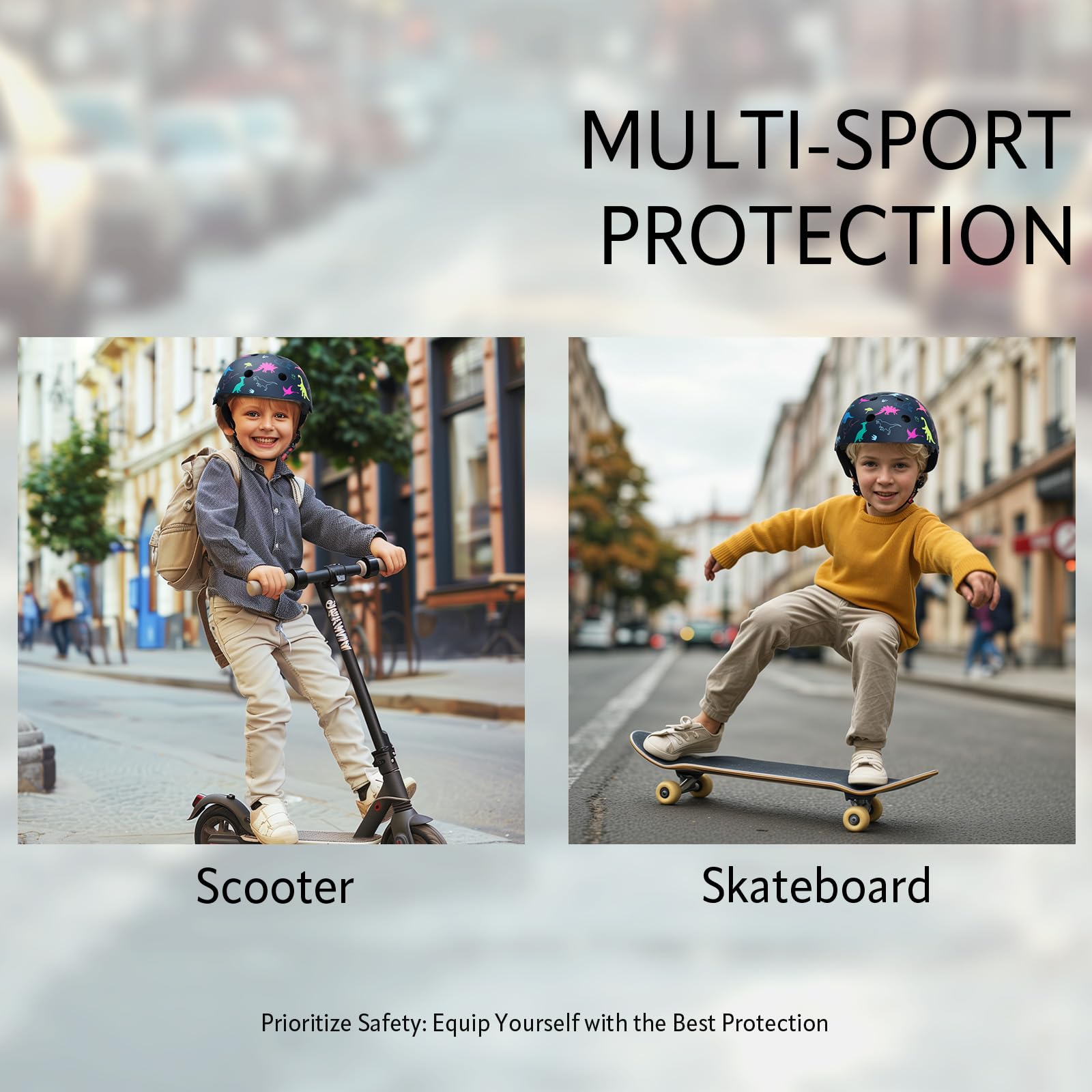 YOOXARMOR Bambini Casco da Bici Regolabile Casco per 3-5-8 Anni Ragazzi Donna circonferenza testa 50-54CM per Skateboard, Monopattino, Pattini a Rotelle,Scooter