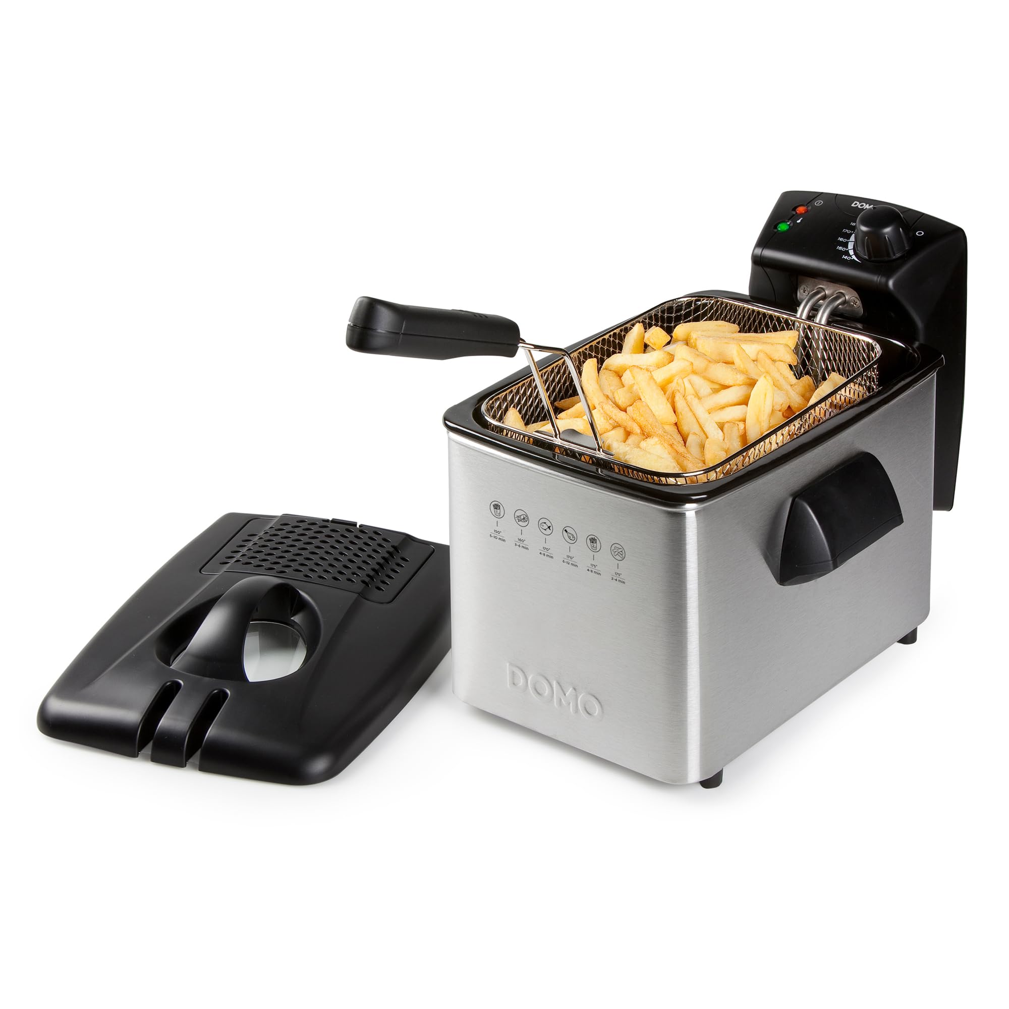 Domo Freidora de acero inoxidable DO465FR, 3000 W, 4 litros