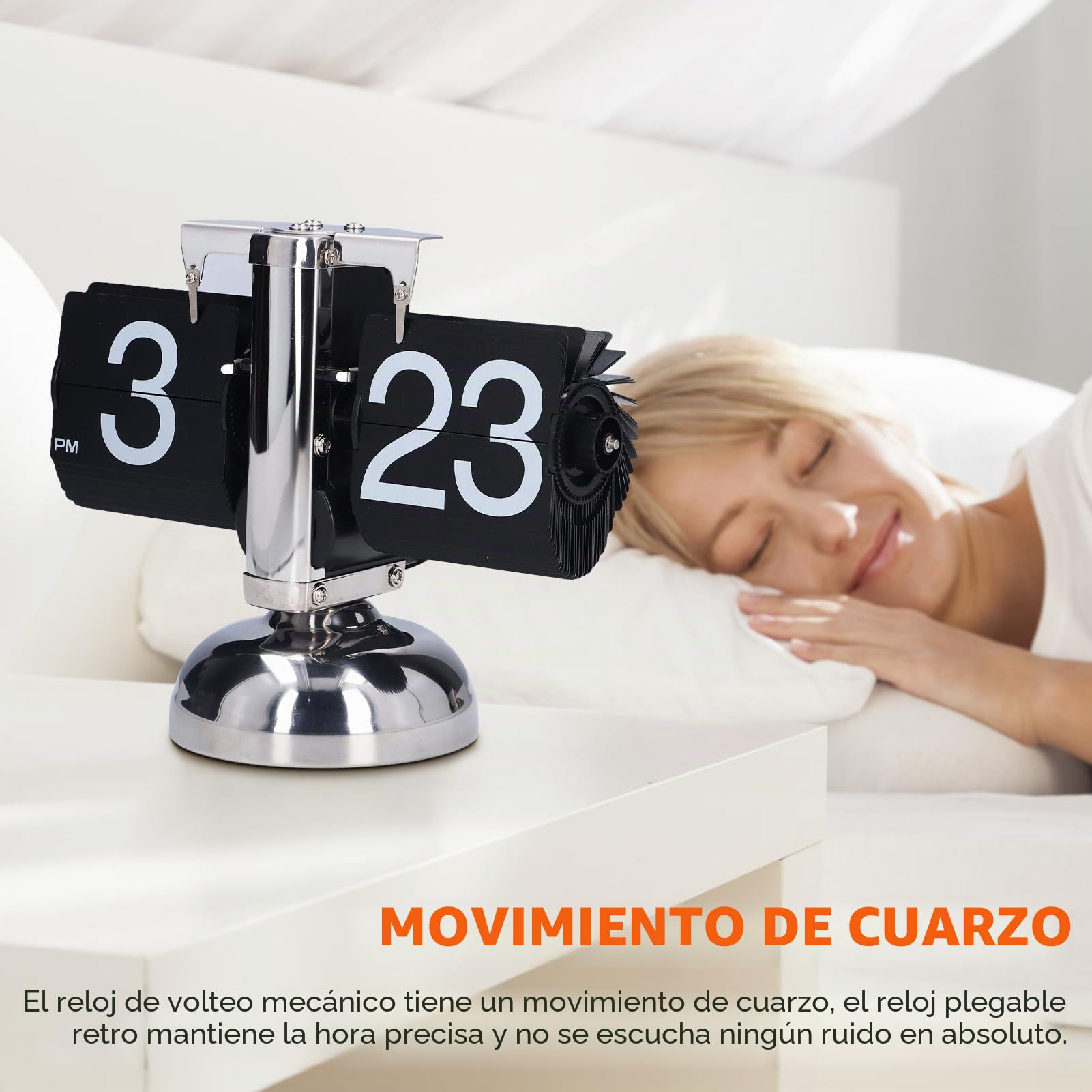 Reloj digital retro abatible hacia abajo, reloj de giro de página automático mecánico, funciona con pilas, tiempo preciso, reloj de cuarzo de moda único, adorno de escritorio, oficina, decoración del