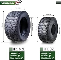 Vista 2 de WANDA Juego de 4 neumáticos de césped de 15X6-6 y 20X8-8 para cortacésped, carrito de césped, 4 capas, 13114/13131