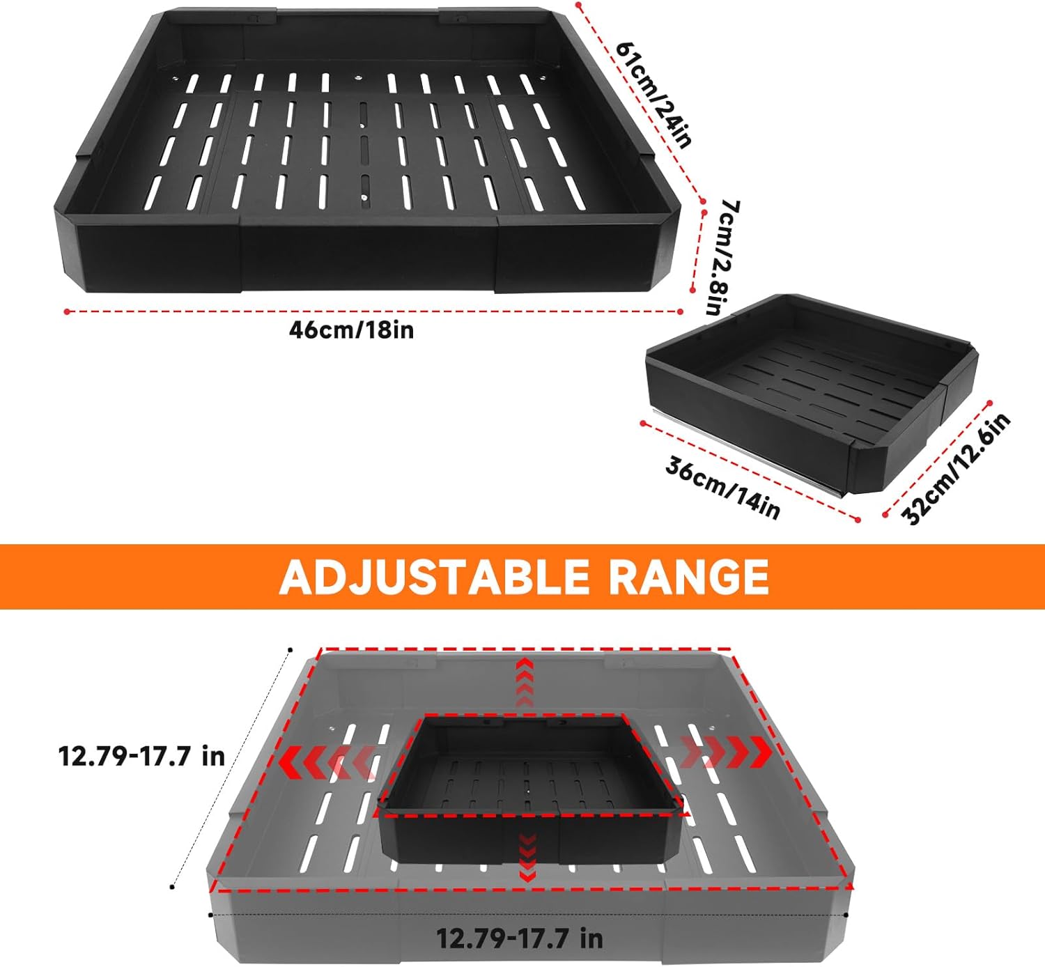 Pull out Cabinet Organizer,Adjustable Width (14"-19") and Depth (17"-24") Expandable,No Drill Slide out Drawers for Kitchen,Pantry,Adhesive Roll out Shelves,for Cabinets Without Lip