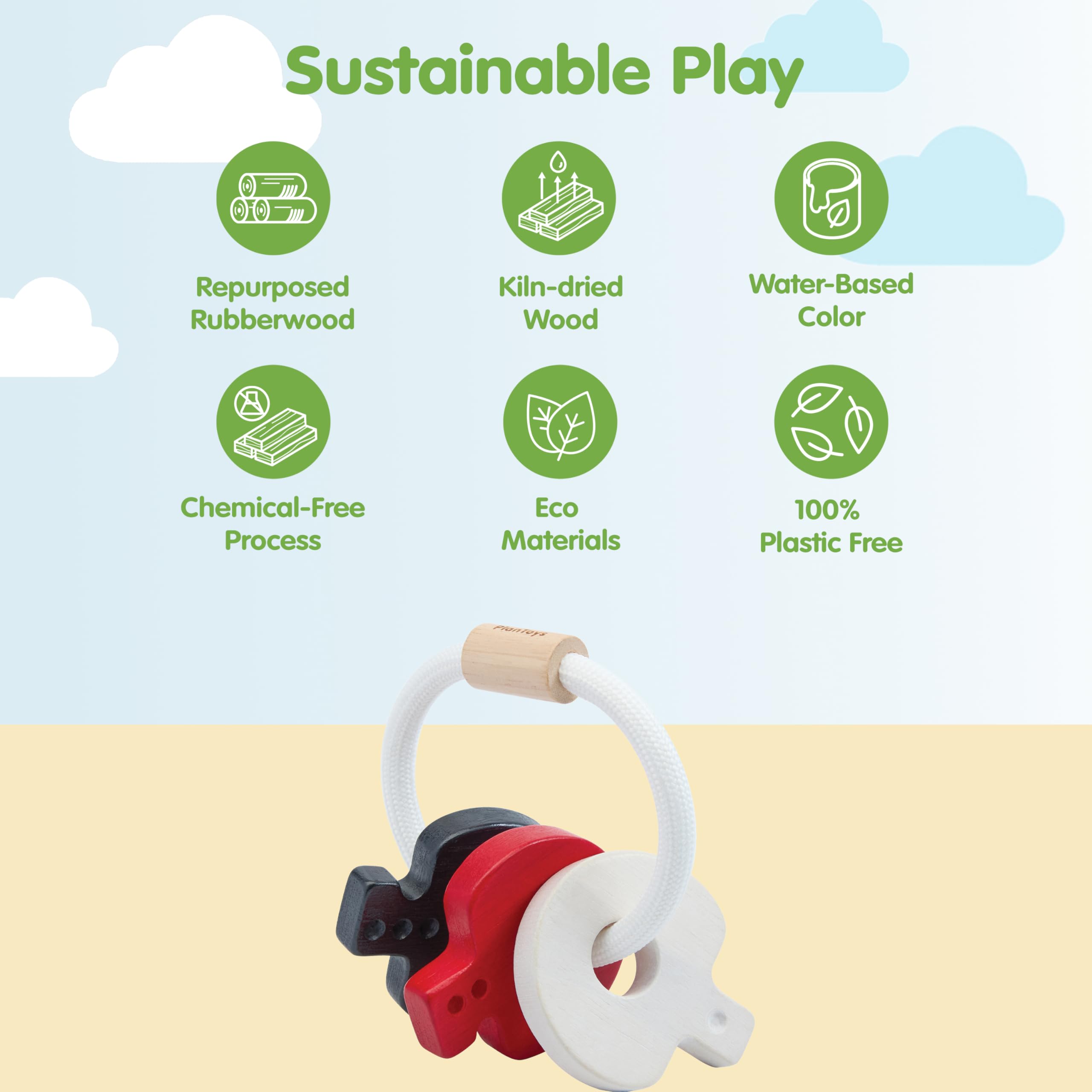 PlanToys Babyschlüssel-Rassel, hoher Kontrast