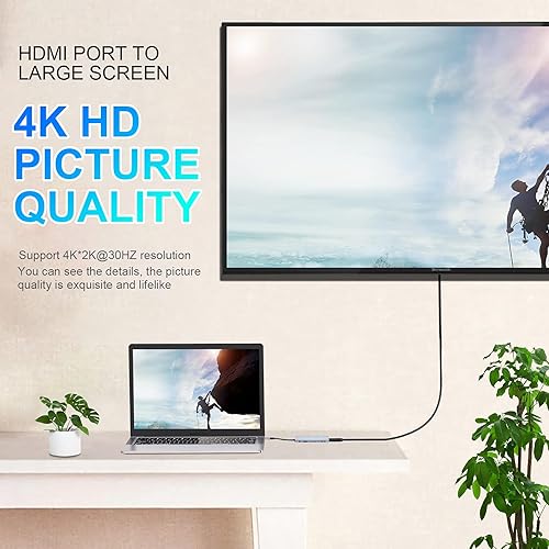 Miniatura 4 de USB C HUB, adaptador USB C 11 en 1 Dongle con 4K HDMI, VGA, tipo C PD, USB3.0, RJ45 Ethernet, lector de tarjetas SDTF, AUX de 0.138 in, estación de