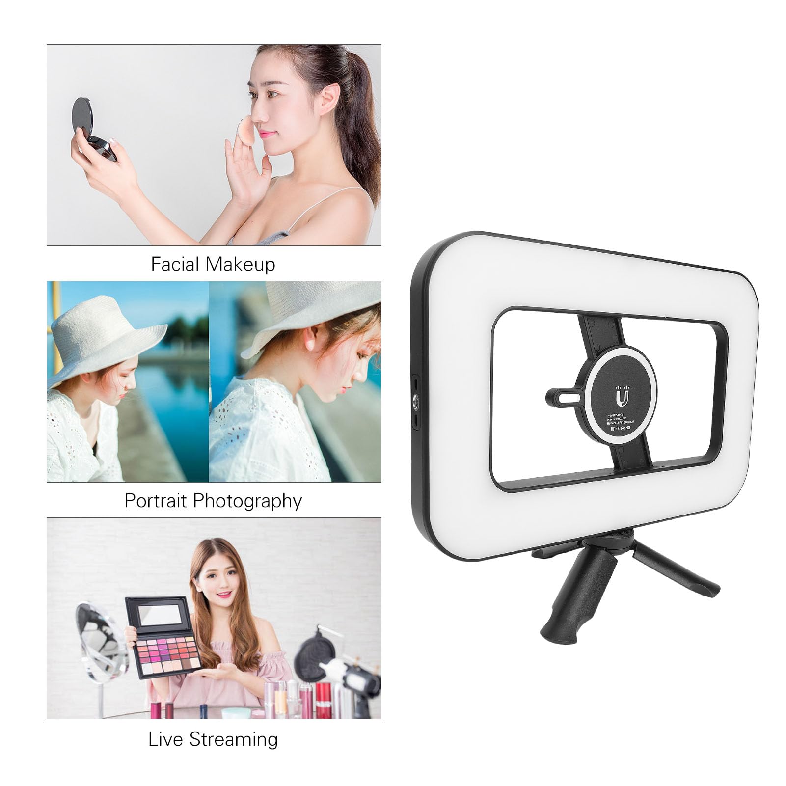 Plataforma de Video de Teléfonos Inteligentes con Luz, Kit de Luz Selfie de Anillo de Mano de Mano a Todo Color 2500-6500K RGB con Trípode, Estabilizador de Video Móvil LED con